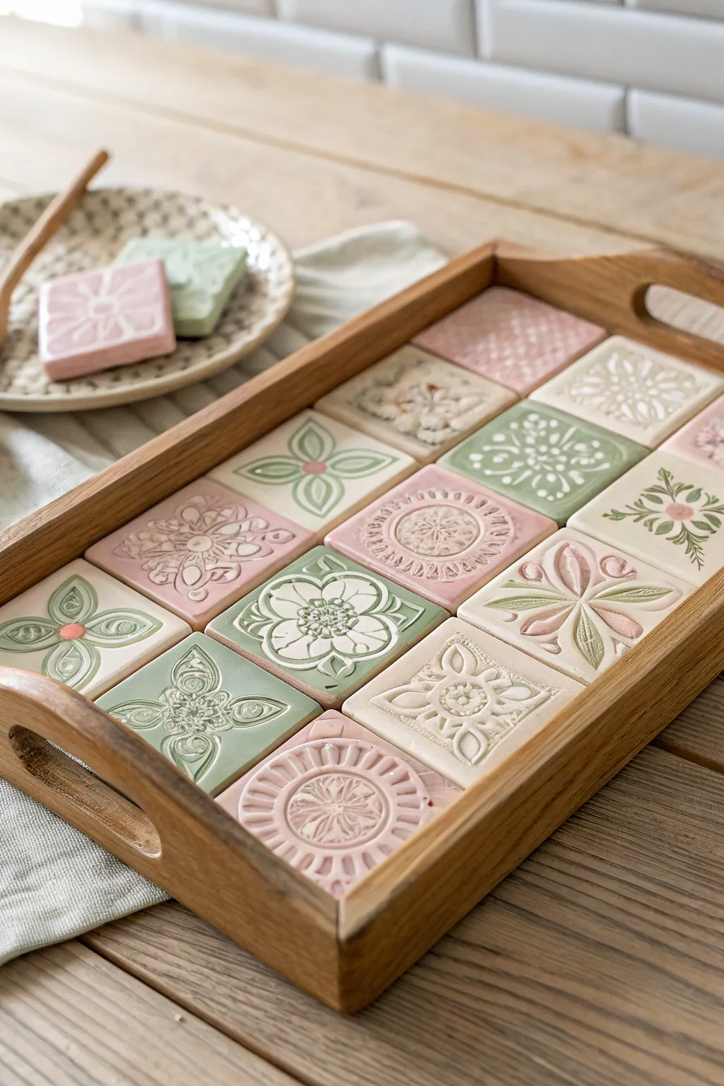 Elevate your serving style with a handcrafted tiled tray that blends artistry with functionality.