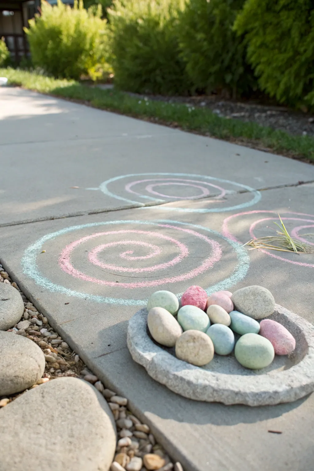 Aim for fun! Discover the charm of outdoor play with this minimalist chalk bullseye. 🌿🎯