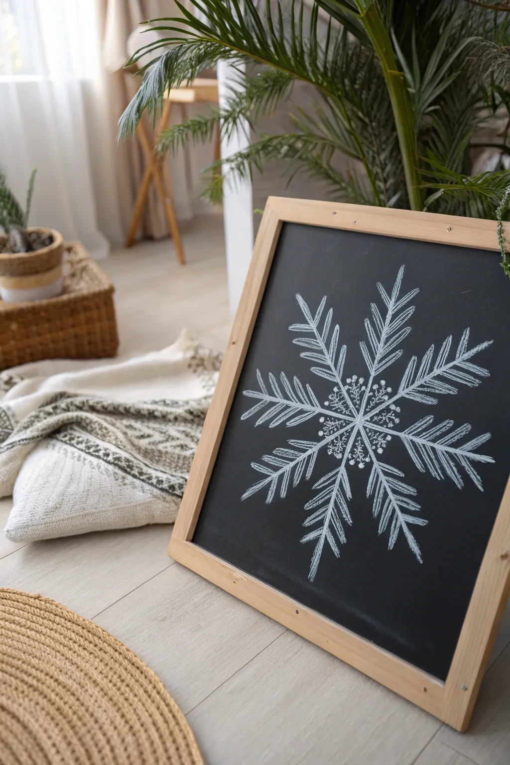 Celebrate the seasons with charming chalk art that captures the essence of winter and summer in one elegant design.