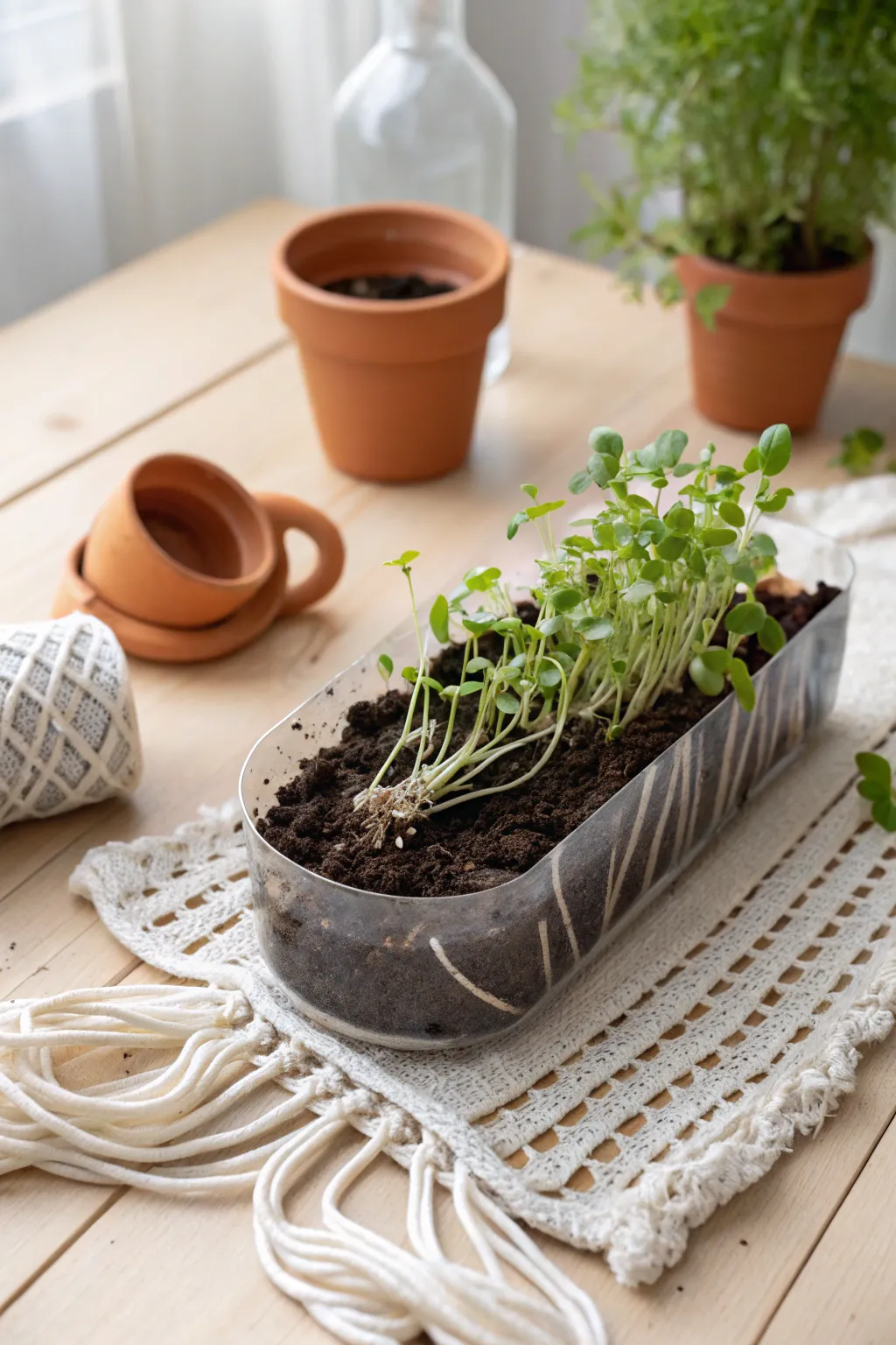 Embrace sustainable beauty with simple, upcycled planters. Perfect for sprouting new life indoors!