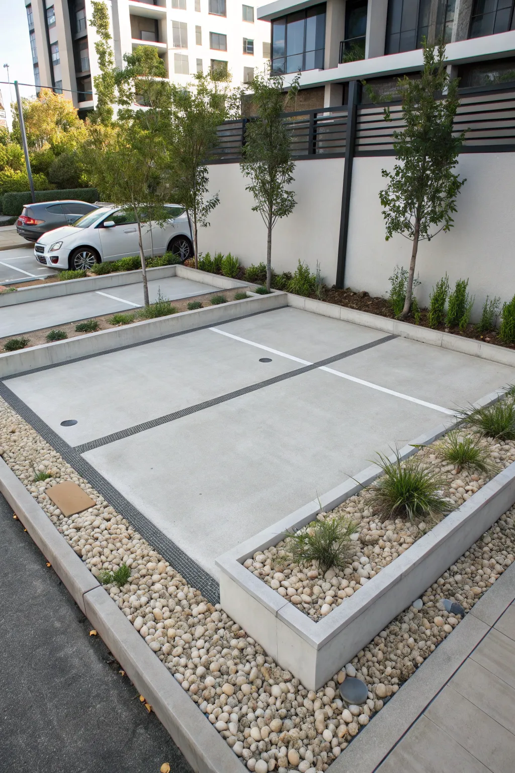 Efficient elegance: Transform small spaces with minimalist parking pad designs.