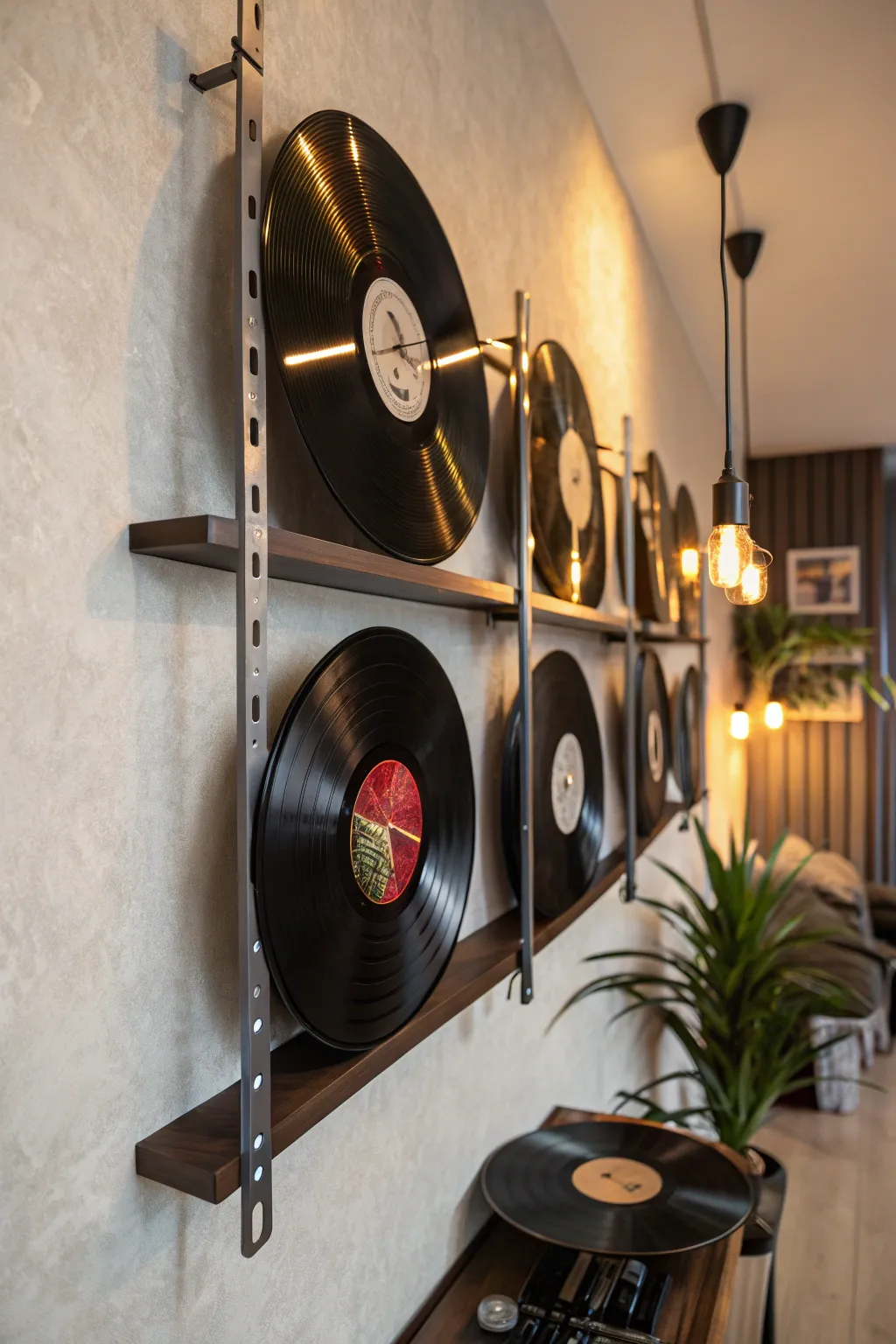 Give your space a musical twist with these unique vinyl record shelves!