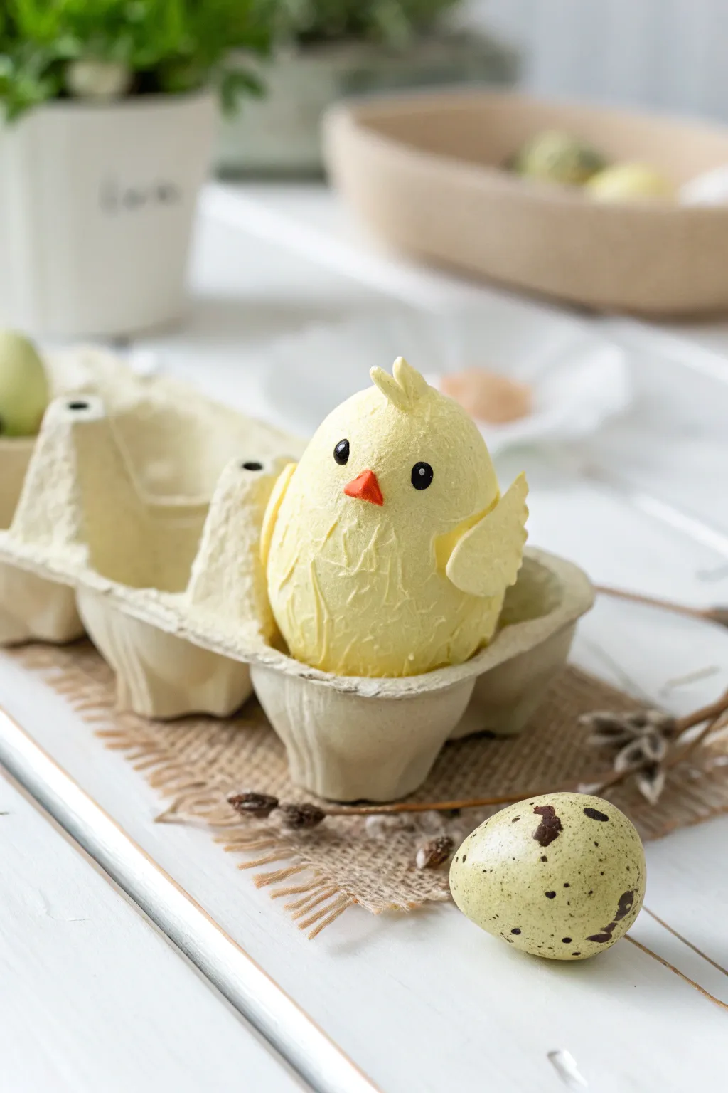 Transform humble materials into charming creations with this delightful egg carton chick craft.
