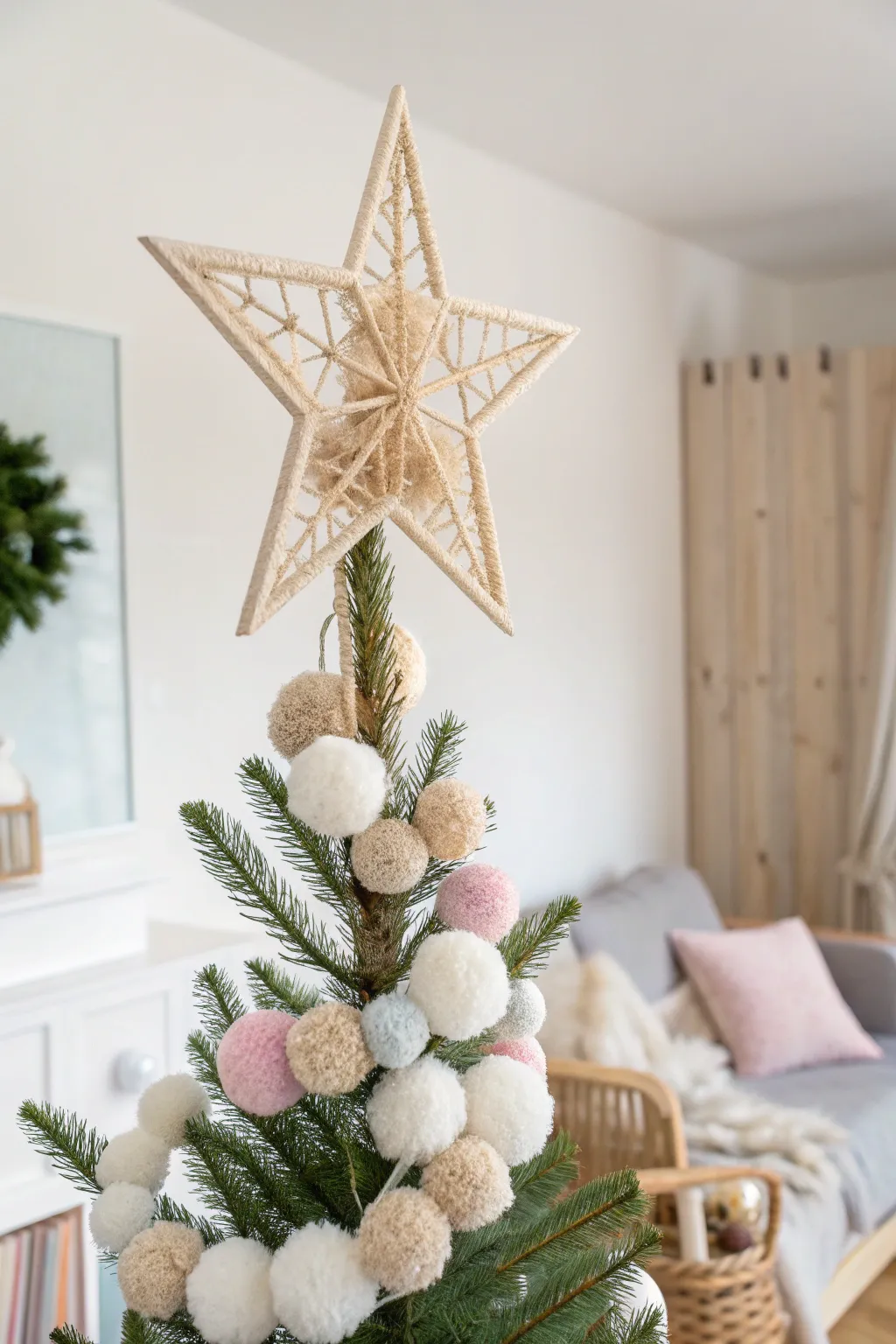 Add a touch of whimsy to your Christmas with a charming pom pom star topper!