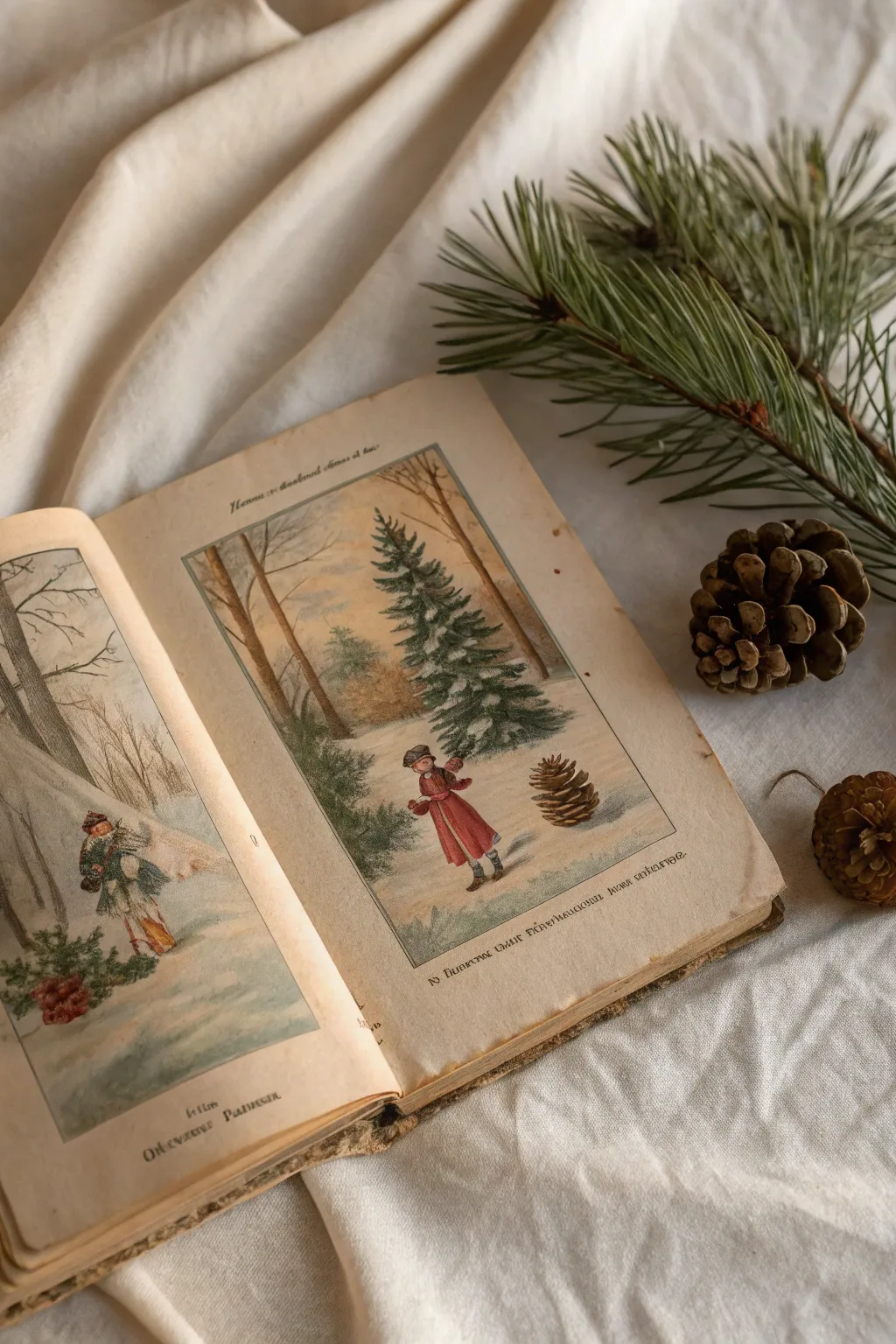 Bring vintage charm to your Christmas journal with retro illustrations.