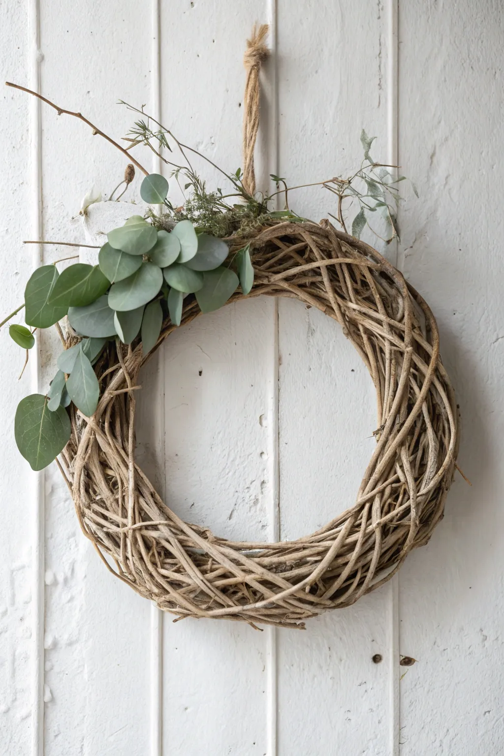 Embrace the rustic charm of nature with this minimalist twig wreath, perfect for a serene and stylish Christmas decor.