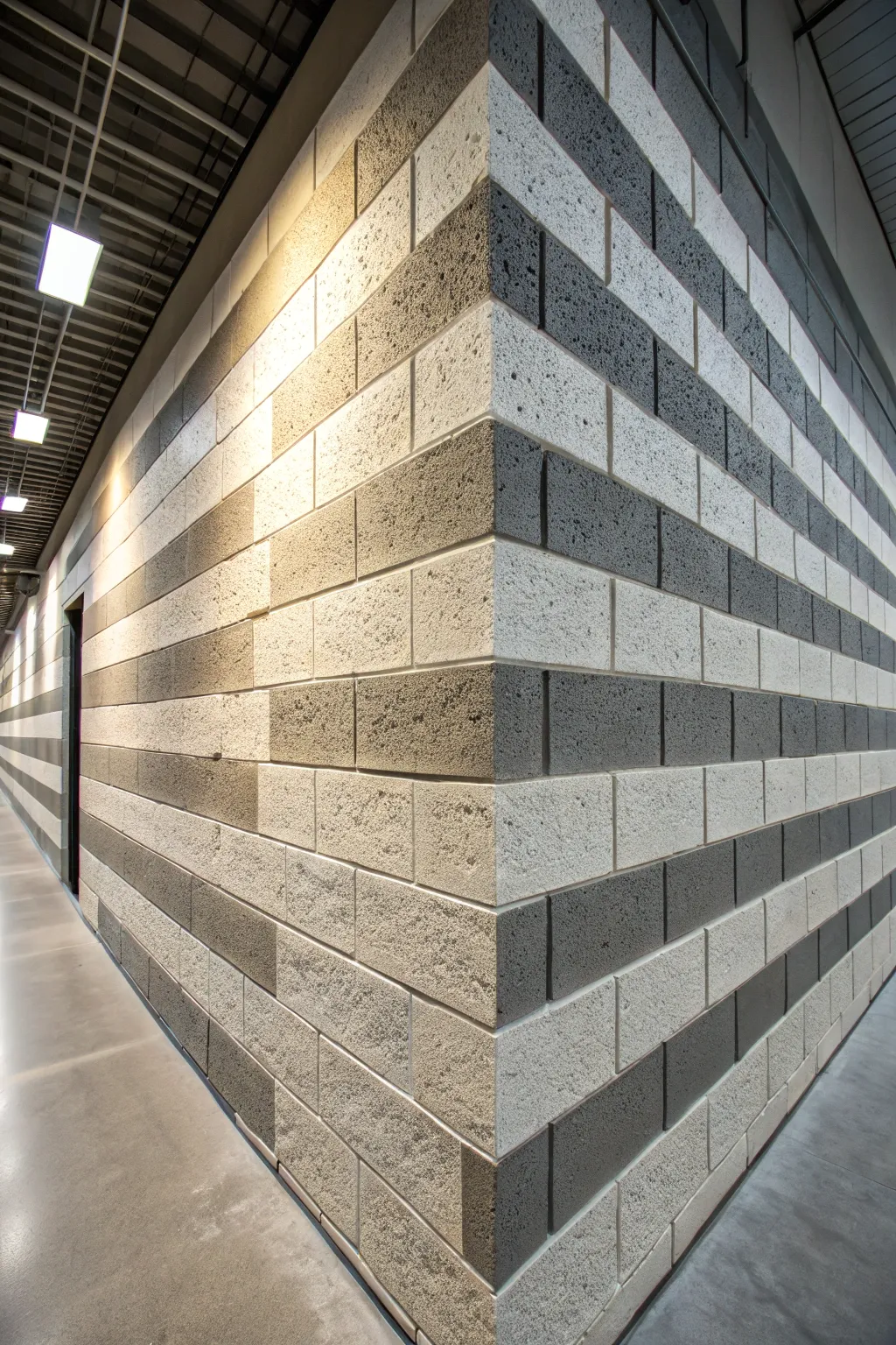 Elevate your space with striped sophistication: a modern twist on cinder block walls.
