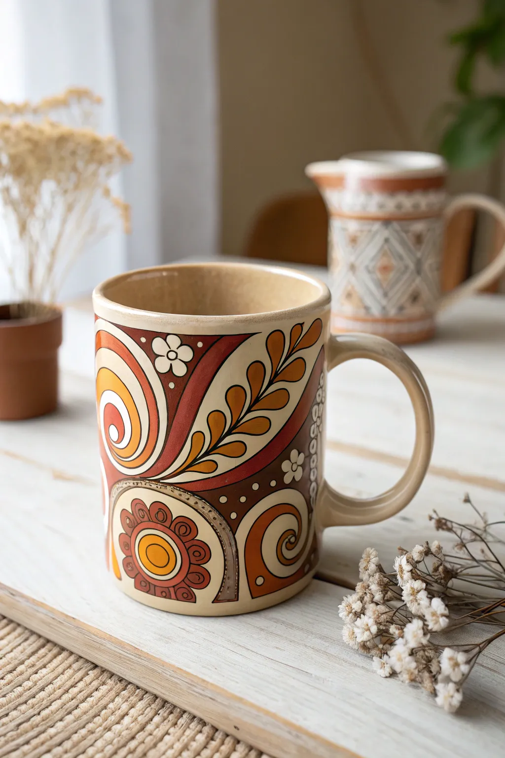 Sip in style with this retro-inspired clay mug, a perfect blend of nostalgia and modern minimalism.