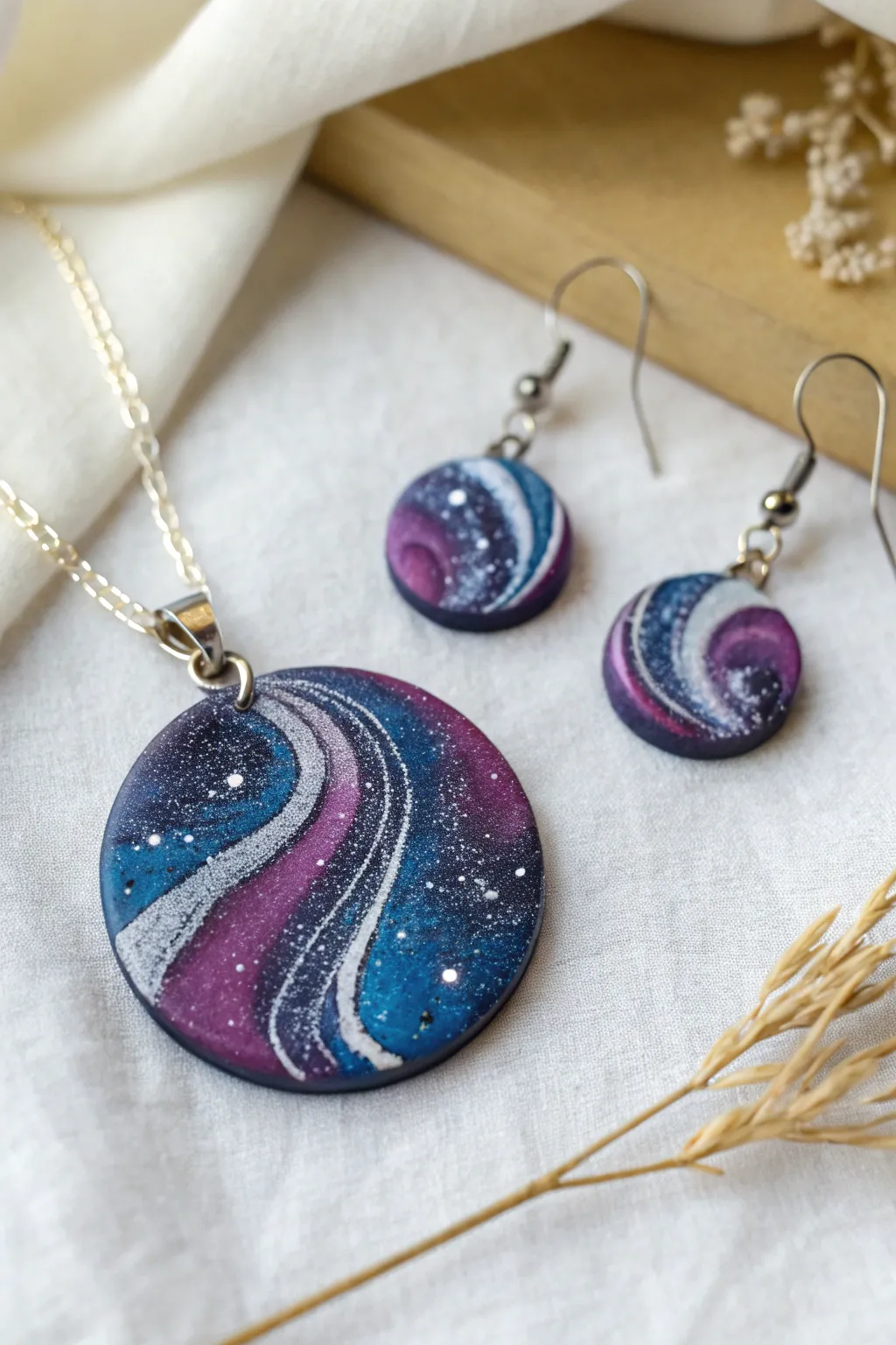 Embrace the cosmos with this stunning galaxy-inspired clay jewelry piece. Simplicity meets celestial beauty.