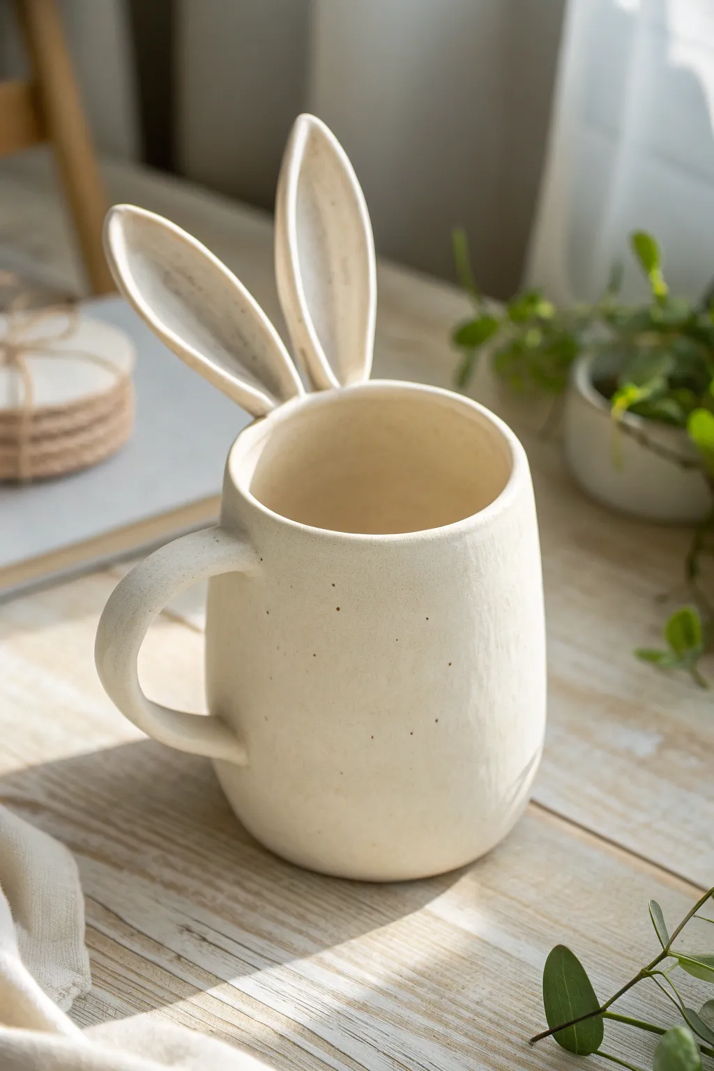Discover the charm of whimsy with our handcrafted bunny ear mug, where simplicity meets playful elegance.
