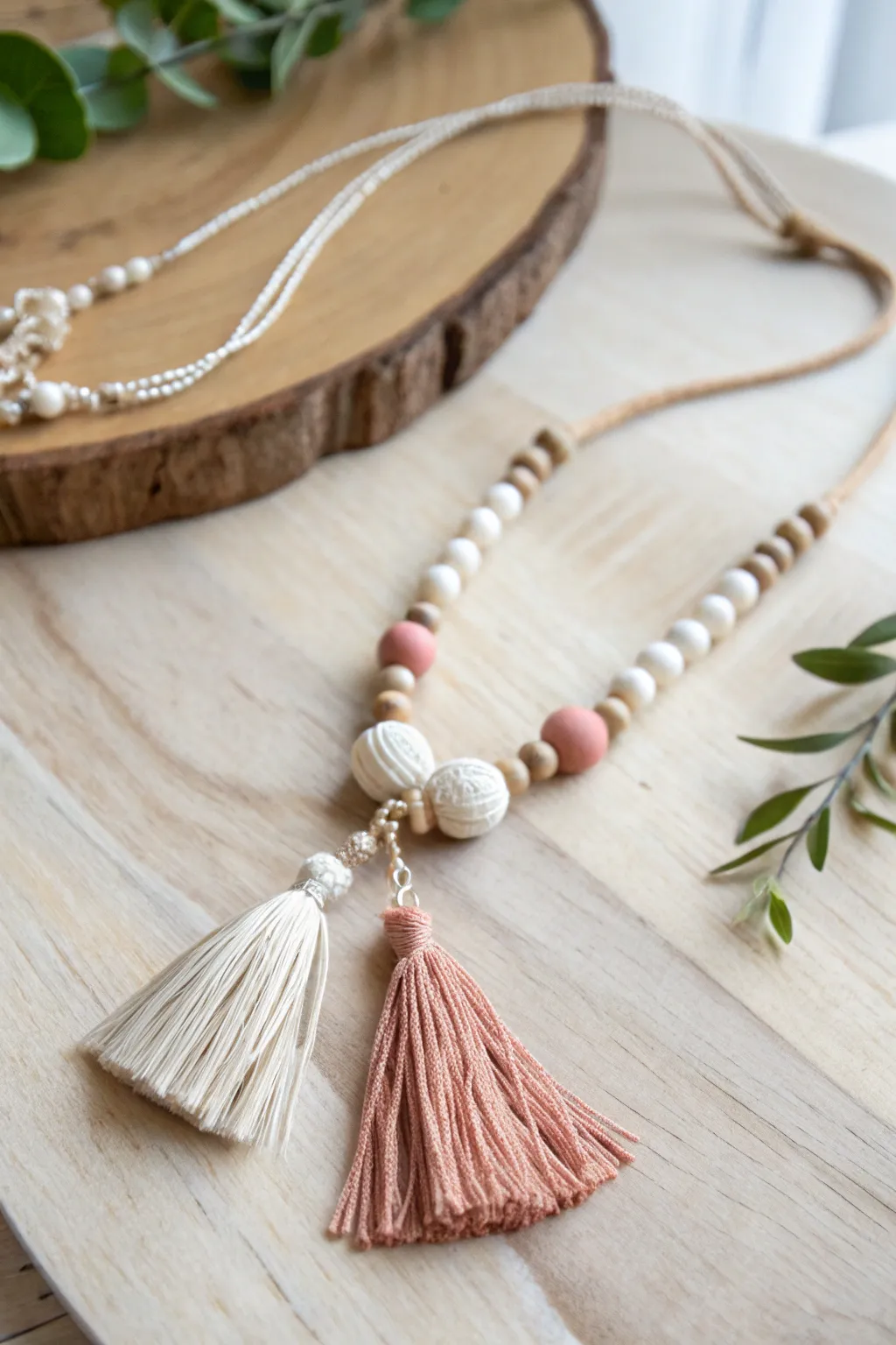 Embrace Boho Chic with this stunning clay tassel necklace, where simplicity meets artisanal elegance.