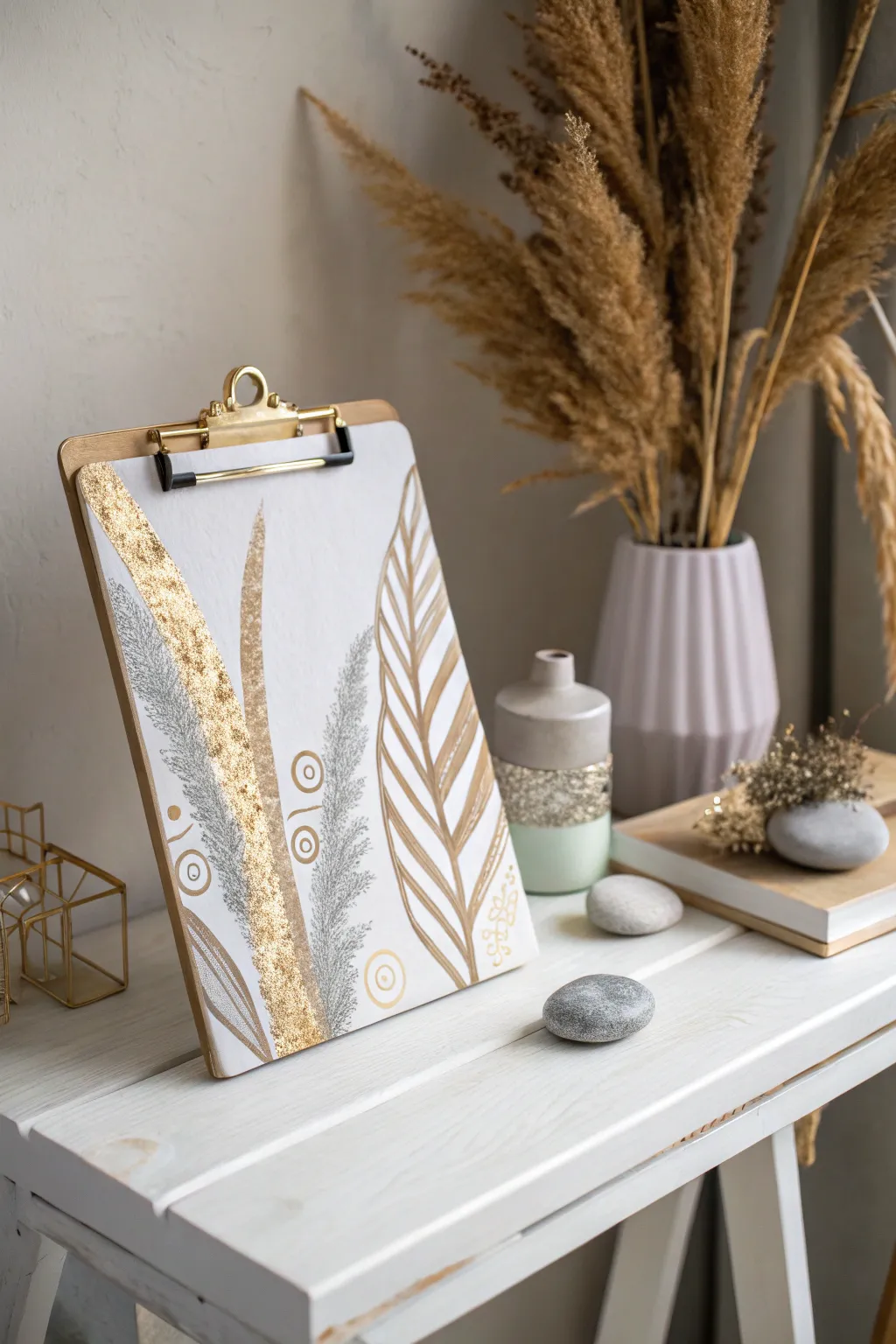 Transform your workspace with the chic elegance of metallic accents. #ScandiBoho #MetallicMagic