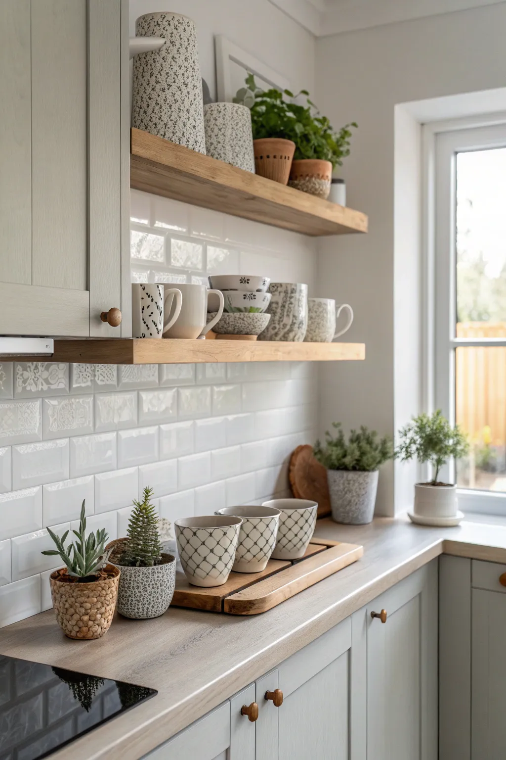 Elevate your coffee corner with a chic floating shelf that combines Scandinavian simplicity with boho elegance.