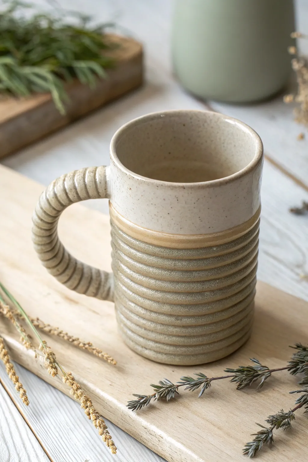 Embrace the art of simplicity with this stunning coil handle mug. Perfect for those who appreciate understated elegance and craftsmanship.