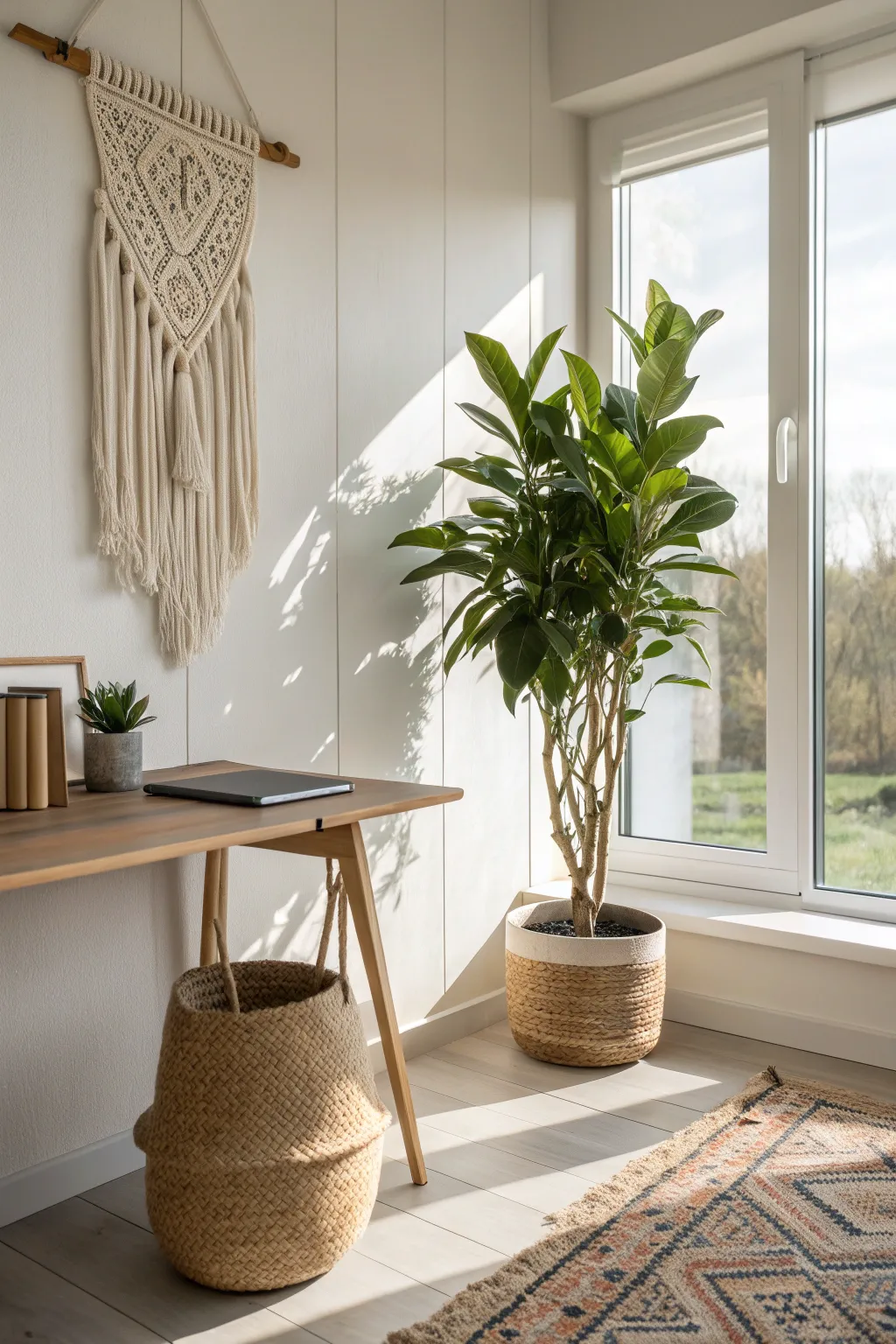 Breathe life into your workspace with a touch of nature. 🌿 #ScandinavianDesign #BohoChic #IndoorPlants