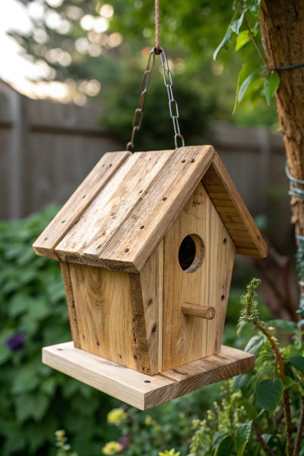Crafted with care: a rustic birdhouse to welcome nature’s guests.