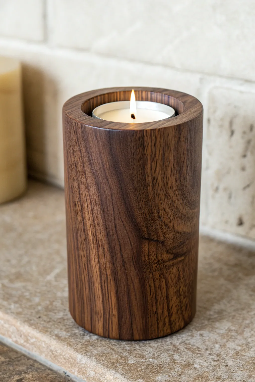 Elevate your decor with the timeless elegance of a minimalist wooden candle holder.
