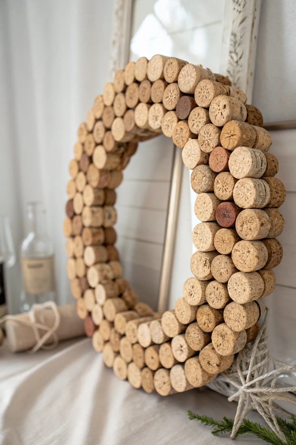 Elevate your decor with the natural beauty of a layered cork wreath. Perfect for adding a touch of minimalist charm to any space.