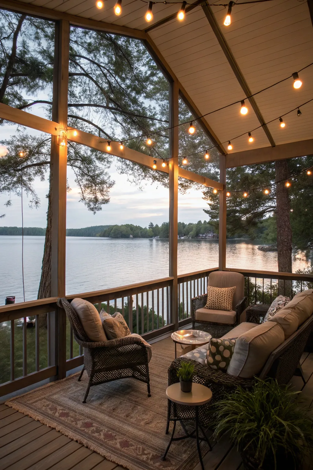 An inviting screened porch for all seasons.