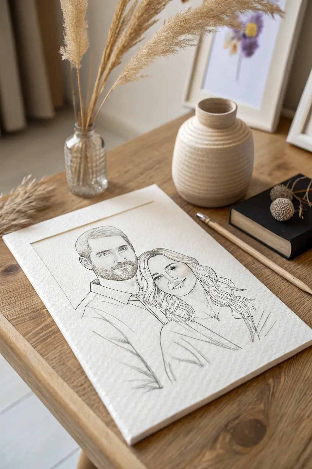 Capture the essence of love with a hand-drawn portrait that speaks from the heart.