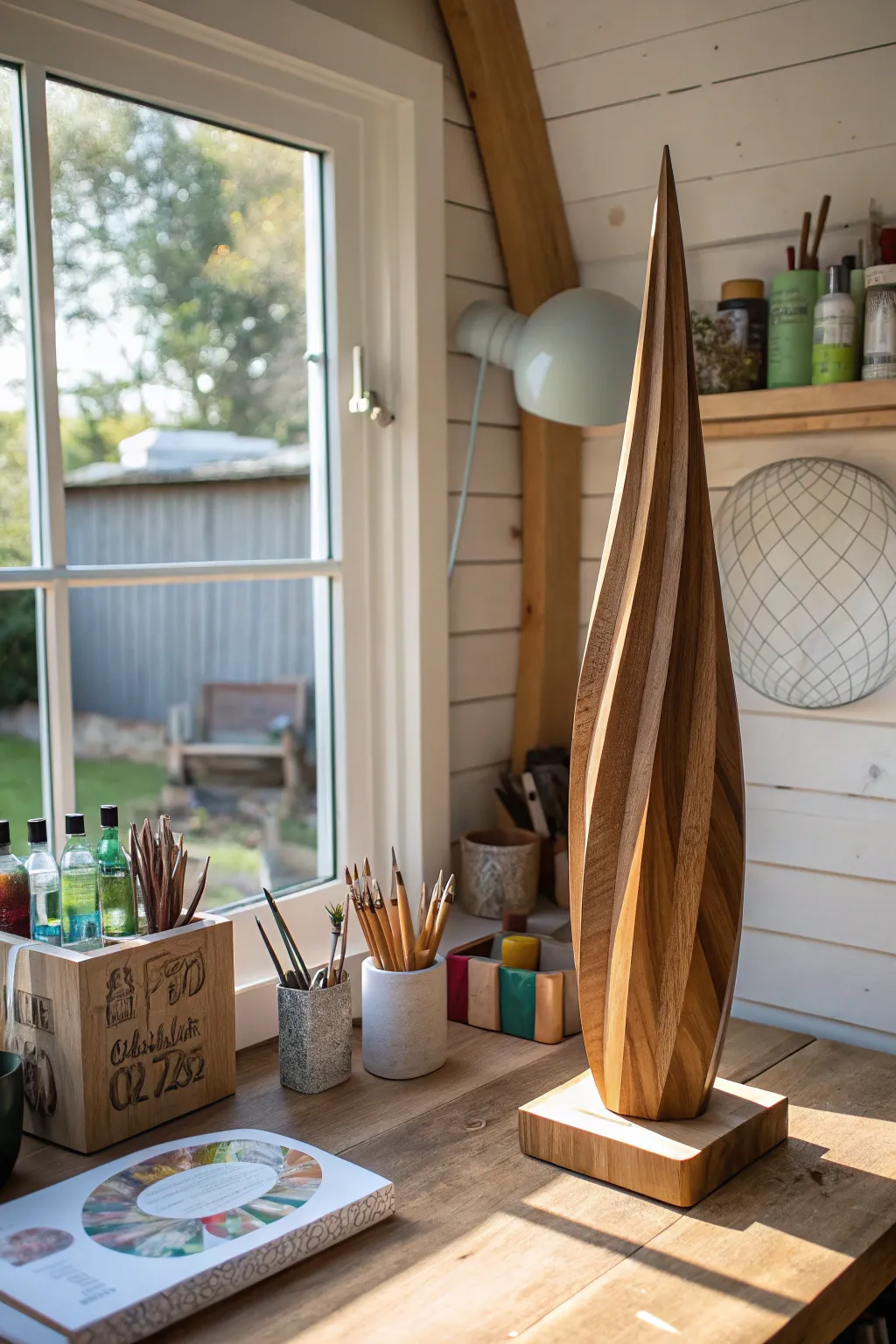 Showcase your talent and keep creativity flowing with personalized decor in your craft shed.