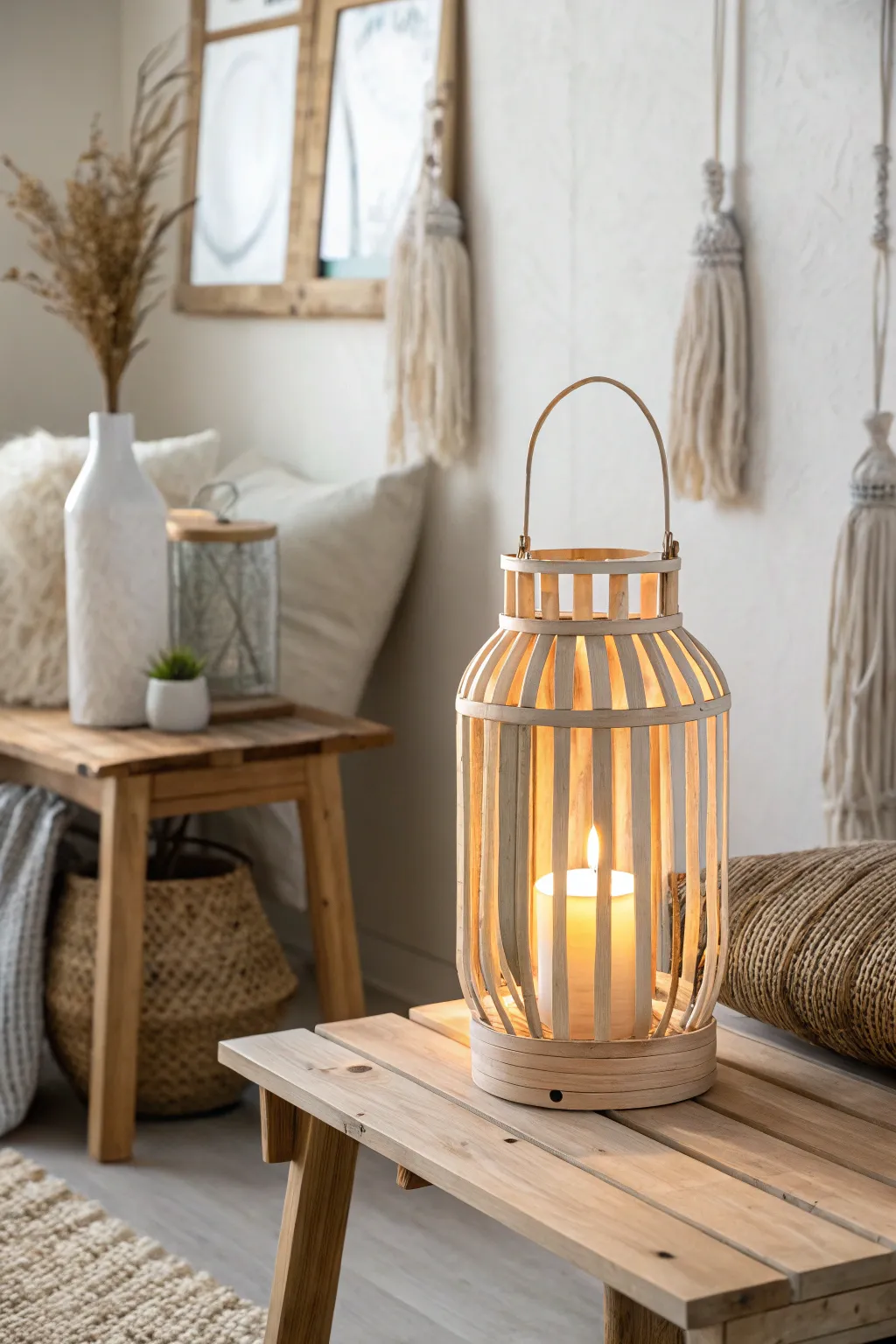 Illuminate your space with the enchanting glow of handmade popsicle stick lanterns, perfect for adding warmth to any setting.