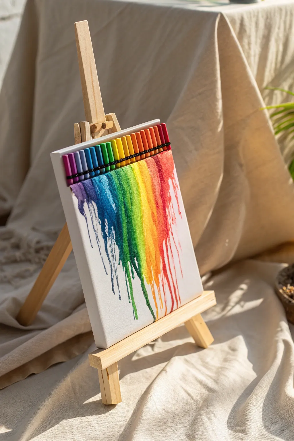 Transform your old crayons into a masterpiece of color and simplicity. Embrace the beauty of creativity with melted crayon art.