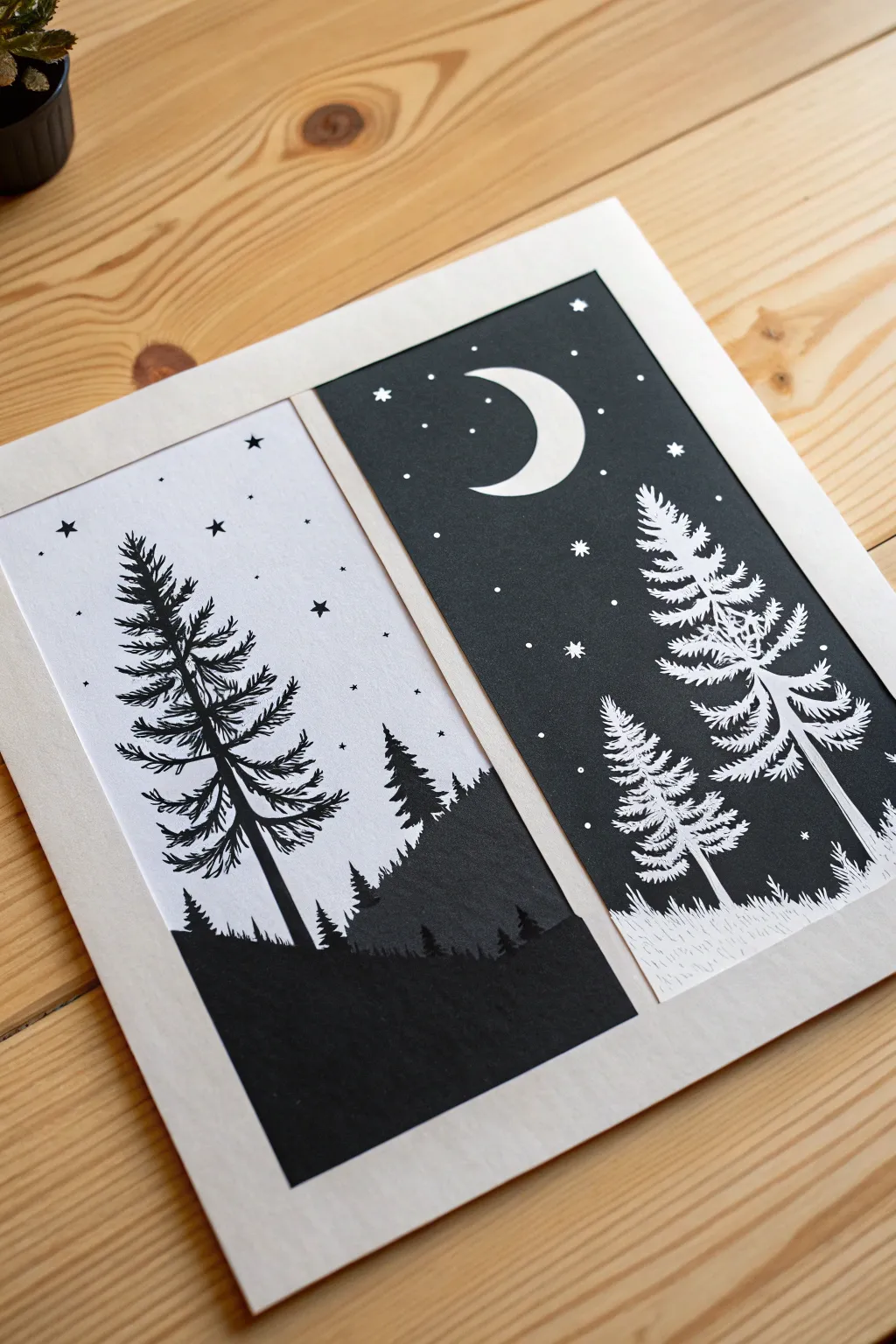Embrace the beauty of contrasts with this day and night collage creation.