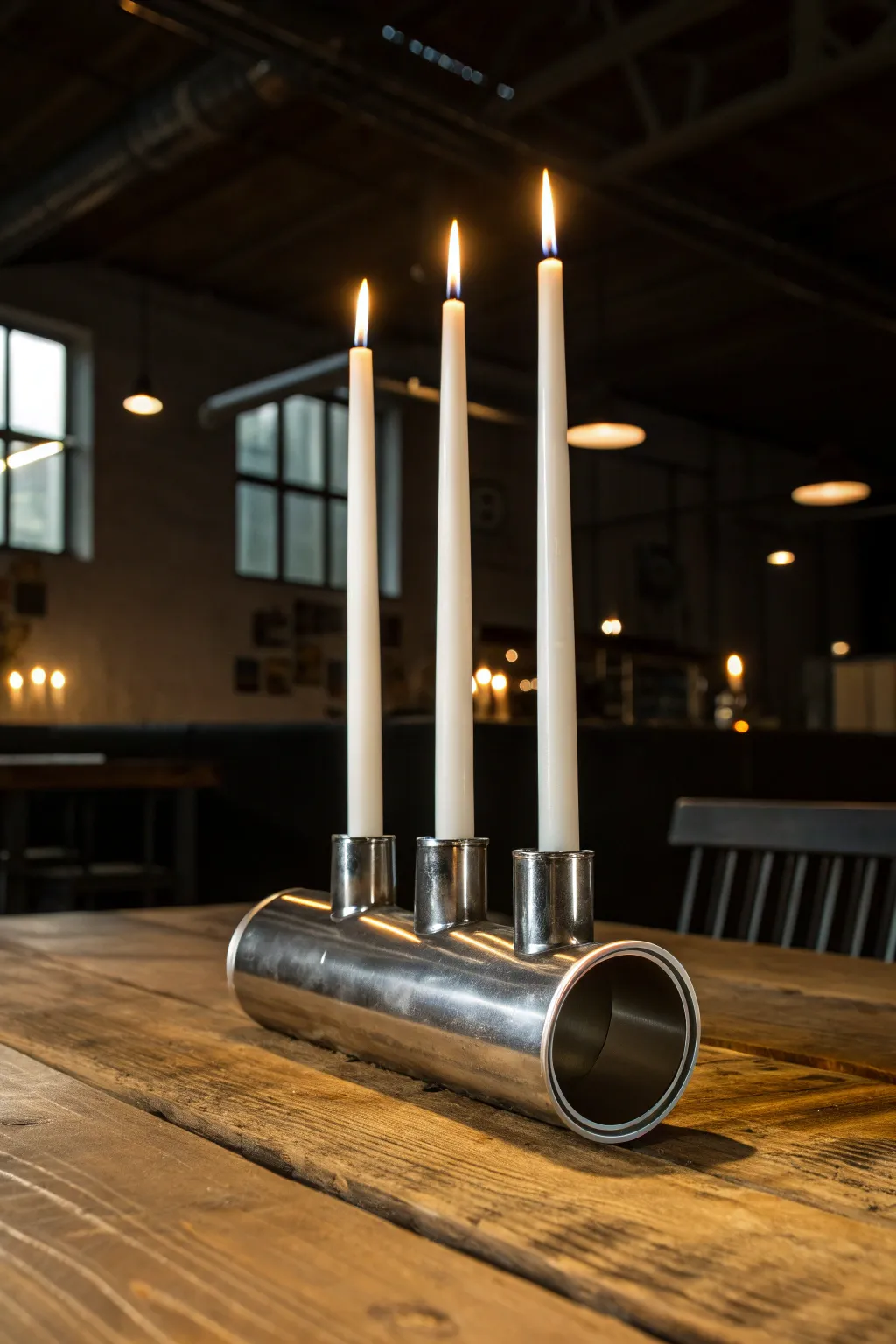 Transform automotive elegance into a cozy ambiance with this exhaust pipe candle holder masterpiece.