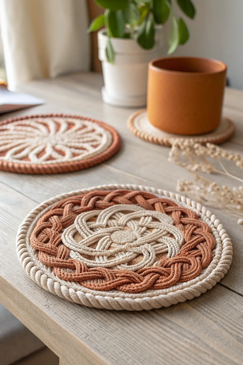 Elevate your kitchen's charm with the rustic elegance of a rope-textured clay trivet.