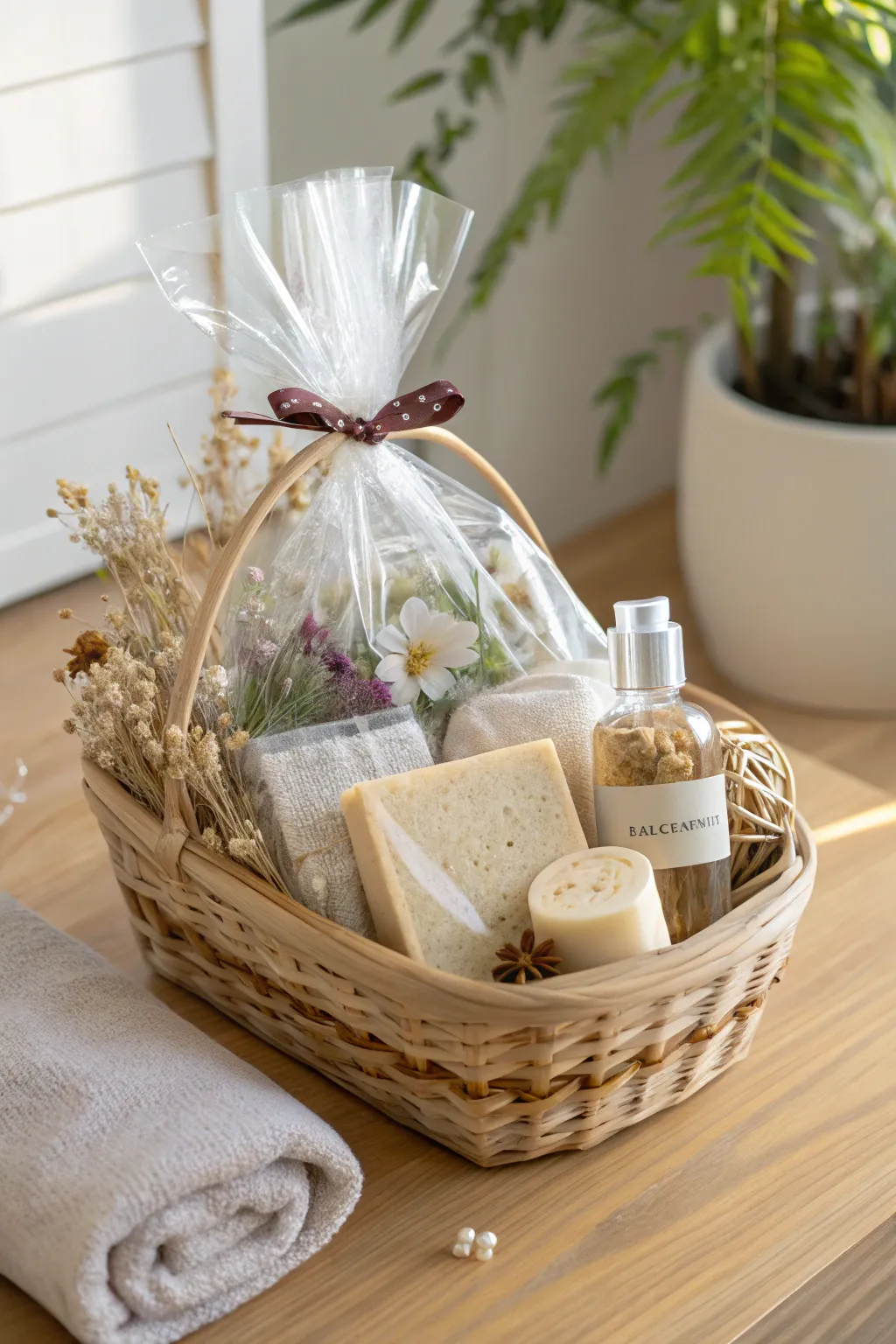 Elevate your gift-giving with a sleek, shrink-wrapped basket that’s both professional and personal.
