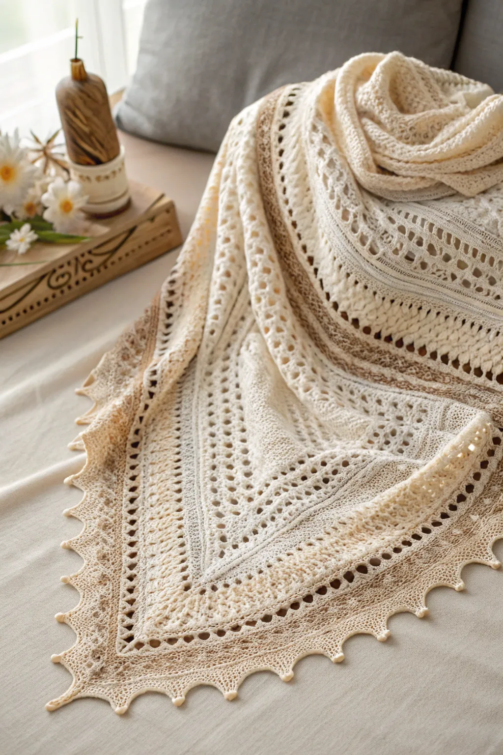 Wrap yourself in elegance with this handcrafted crochet shawl, where simplicity meets bohemian beauty.