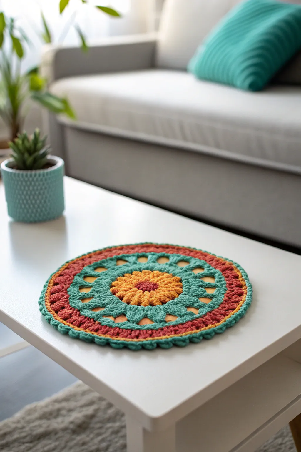 Add a splash of color and craftsmanship to your space with these vibrant crochet coasters.