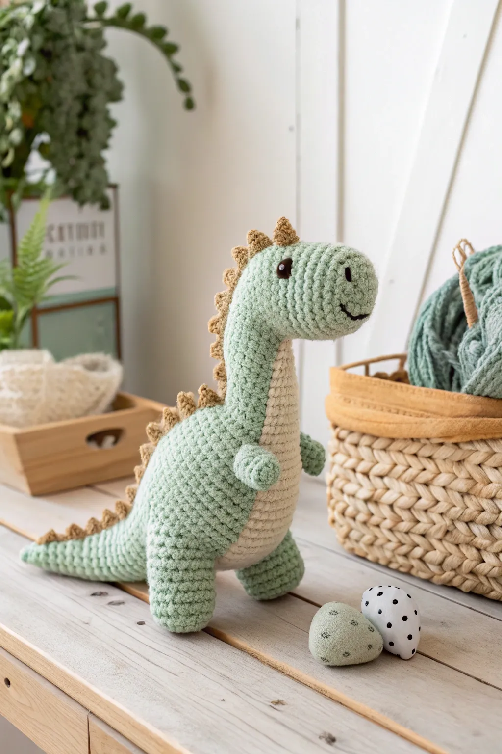 Meet your child's new crochet companion: a soft dinosaur ready for adventures!