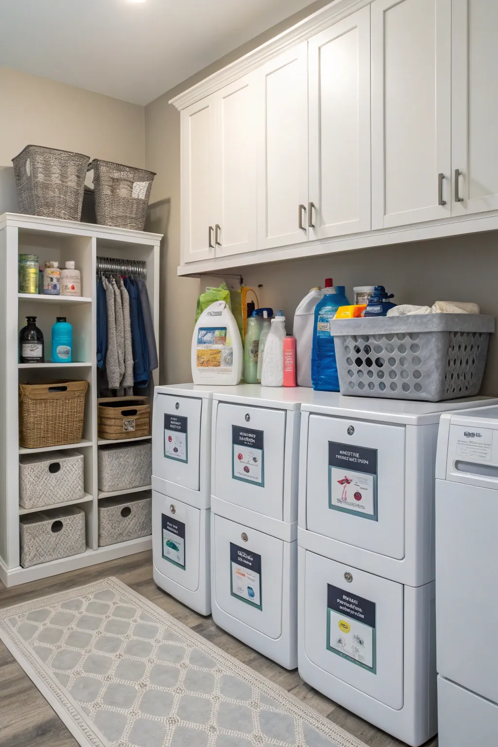 Cube storage adds efficiency and style to laundry rooms.