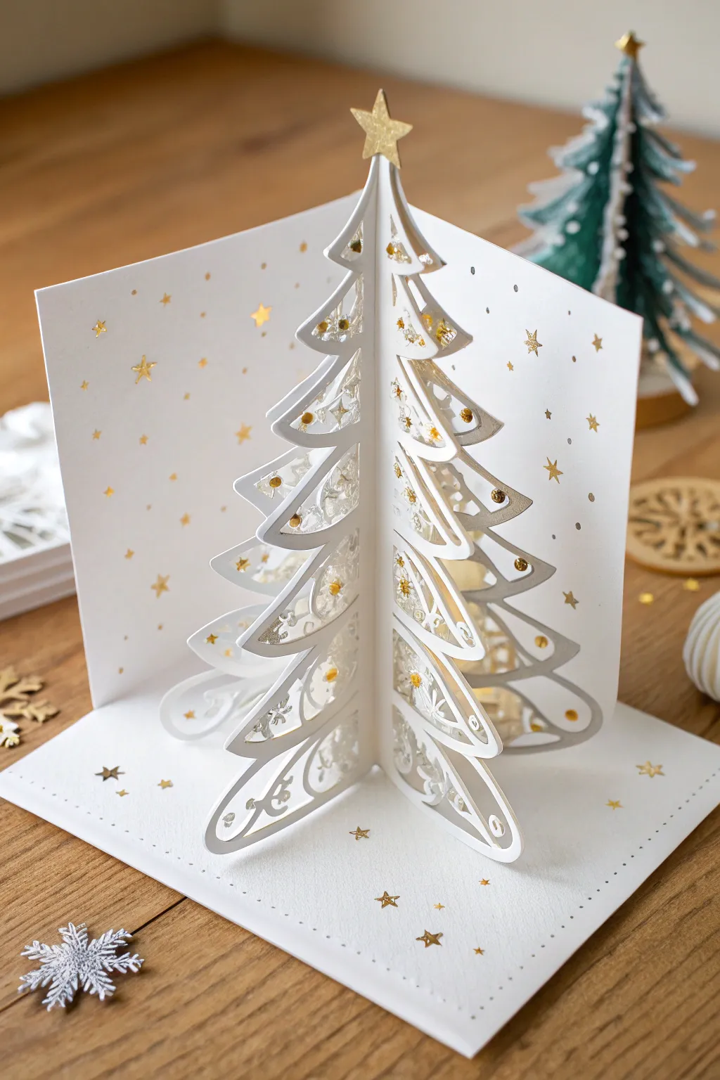 Bring joy to the season with a handcrafted pop-up card that celebrates simplicity and festive charm.