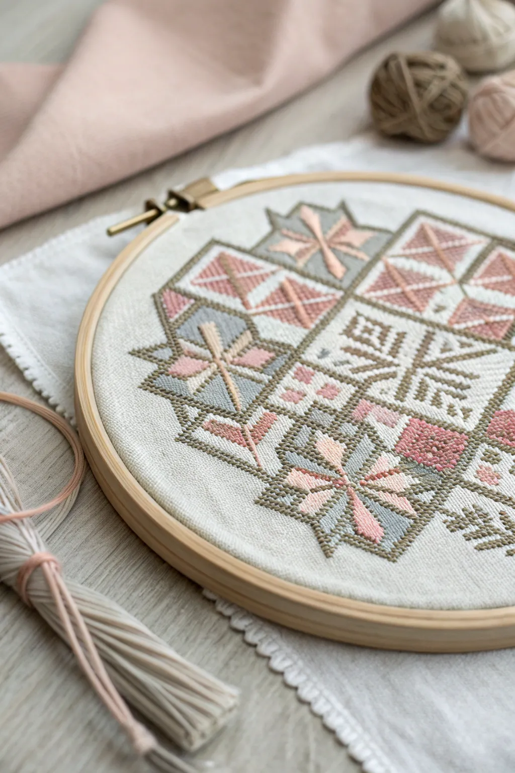 Elevate your space with modern geometric cross stitch patterns that blend simplicity with elegance.