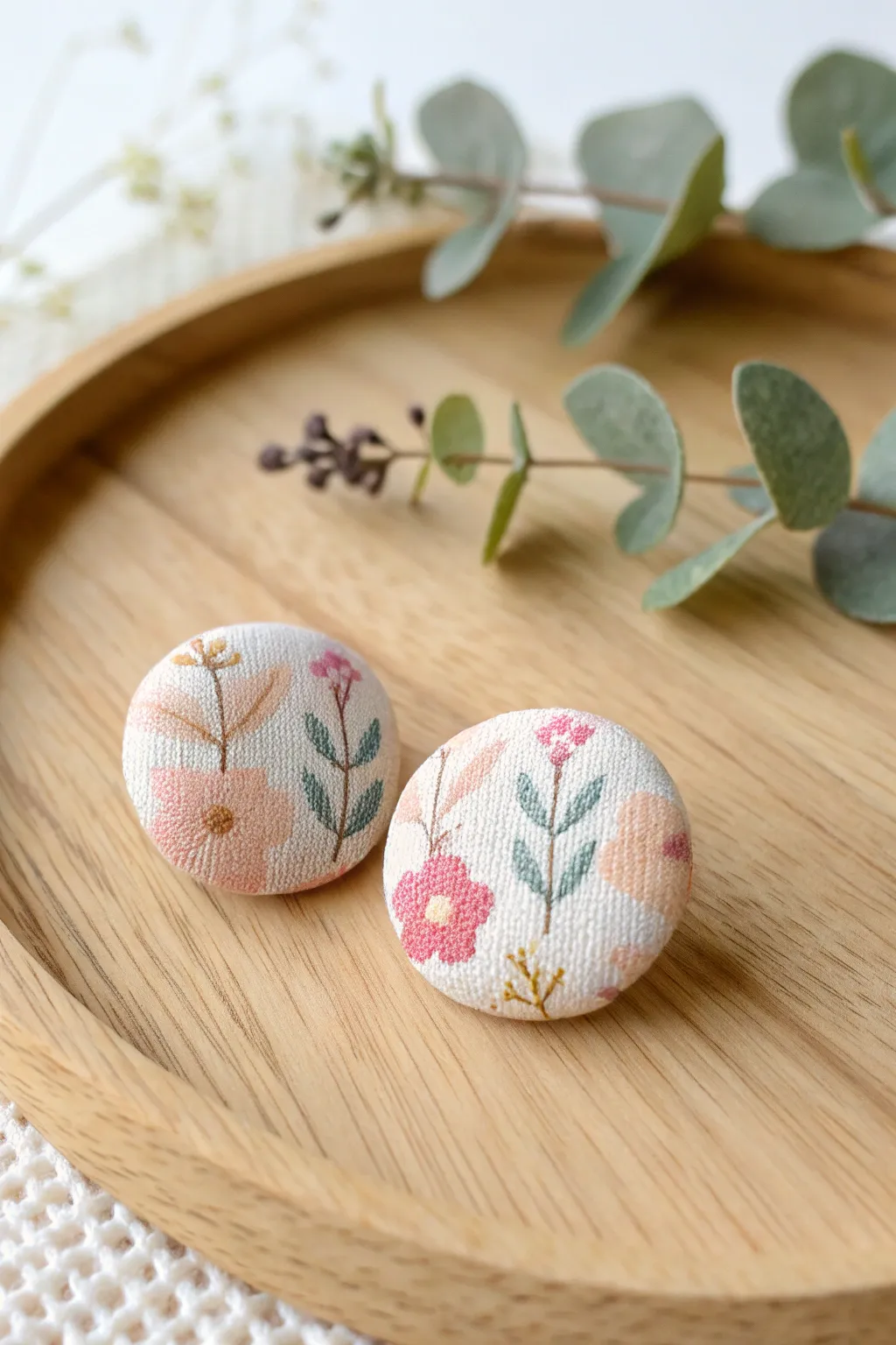 Elevate your style with charming fabric button earrings, a perfect blend of simplicity and artistry.