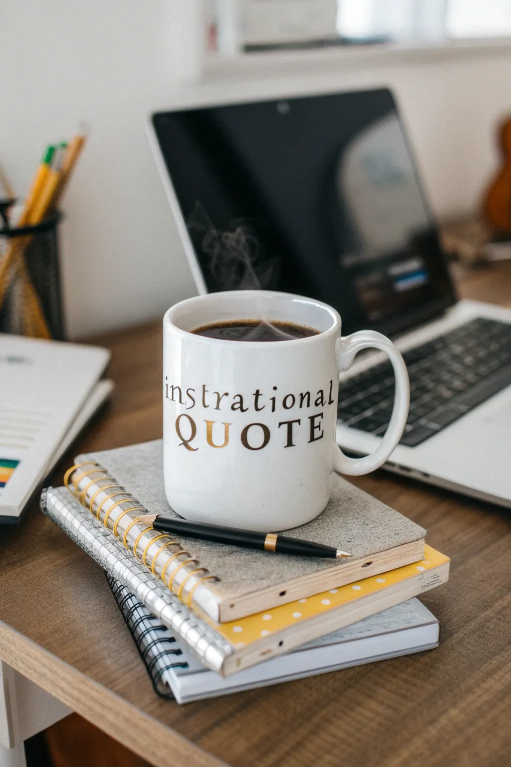 Inspirational mugs provide a daily dose of motivation.