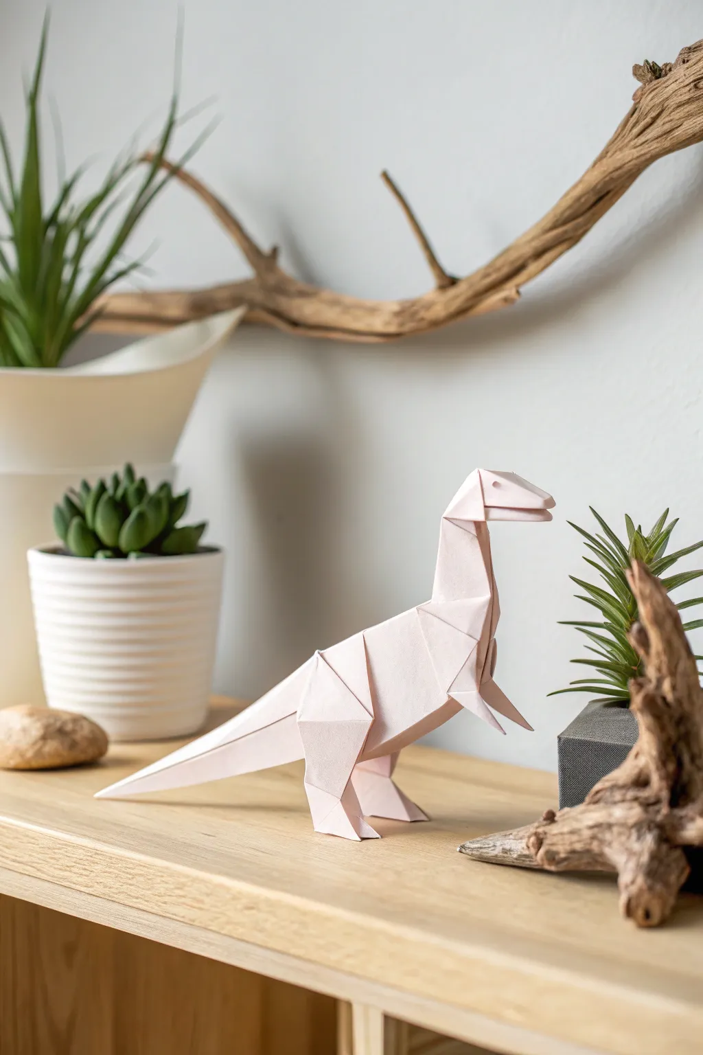 Add a touch of whimsy to your space with this charming origami dinosaur, where simplicity meets artistry.