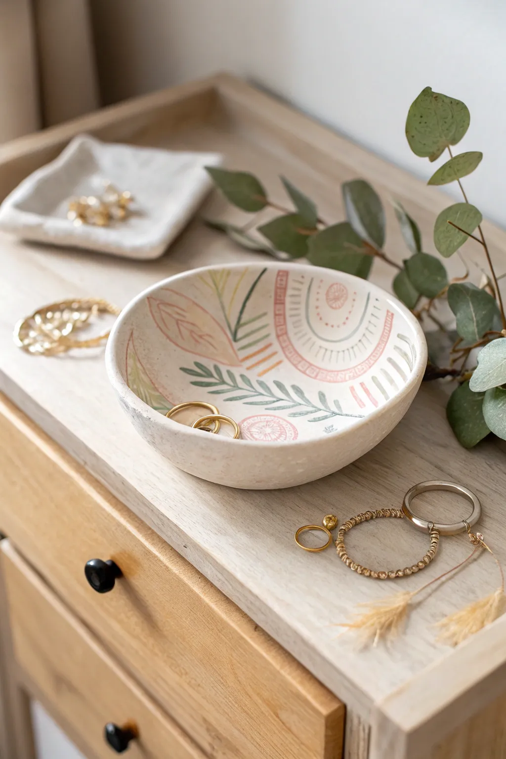Organize with elegance: This decorative trinket dish brings a touch of beauty to your daily routine.
