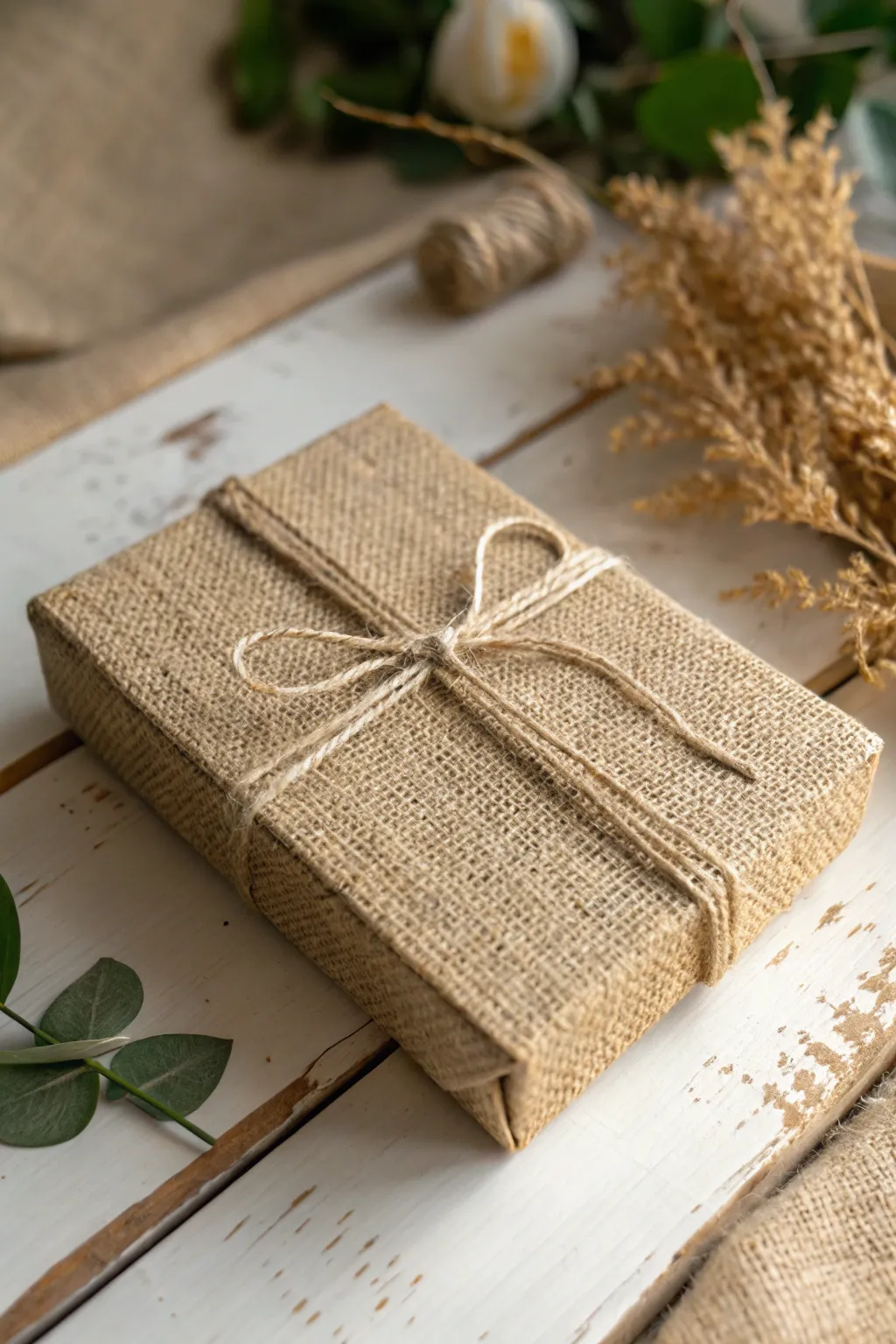 Embrace rustic elegance with burlap and twine – the perfect blend of simplicity and charm for your creative decor.
