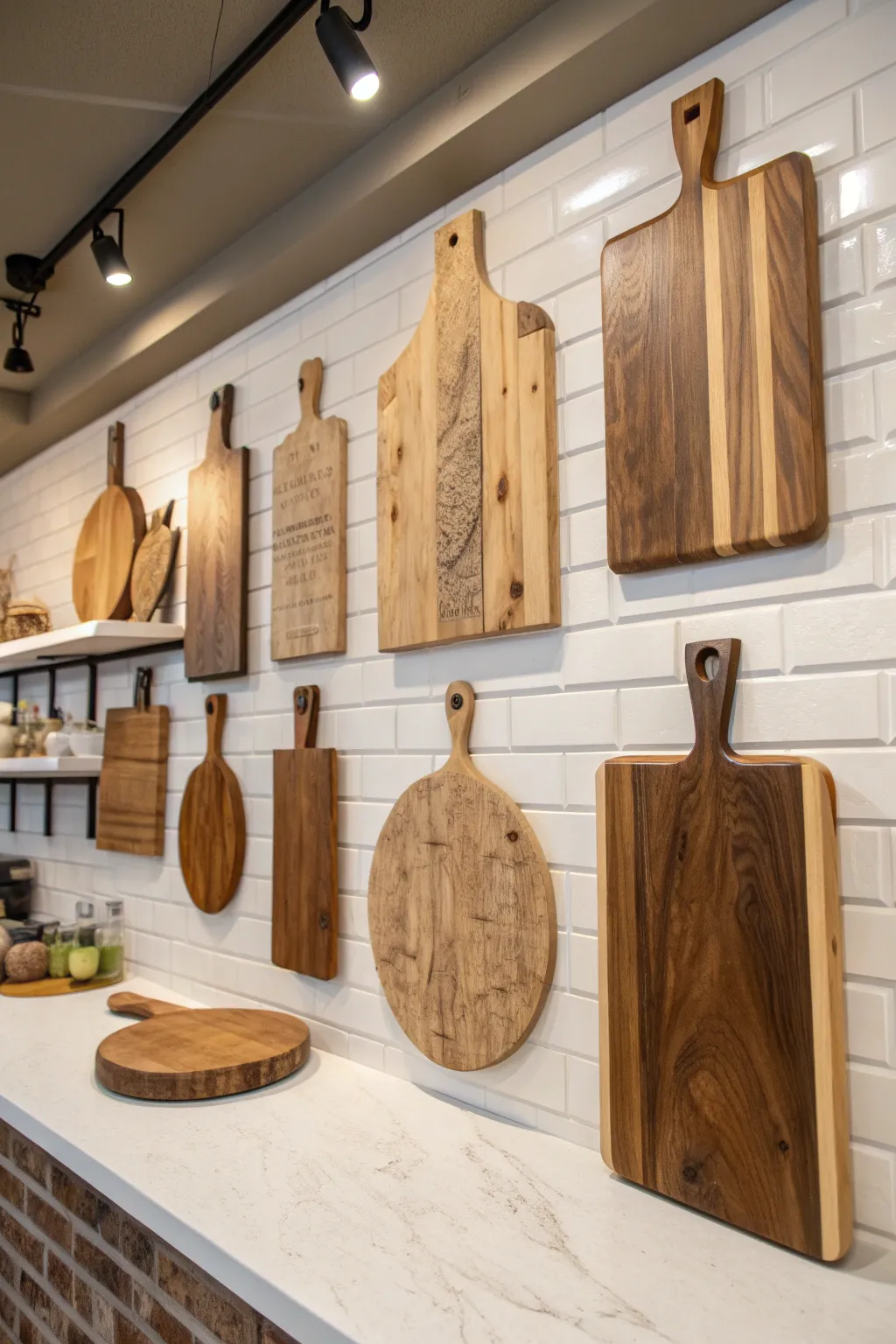 Transform your kitchen with an artistic cutting board gallery wall that blends functionality with aesthetic charm.