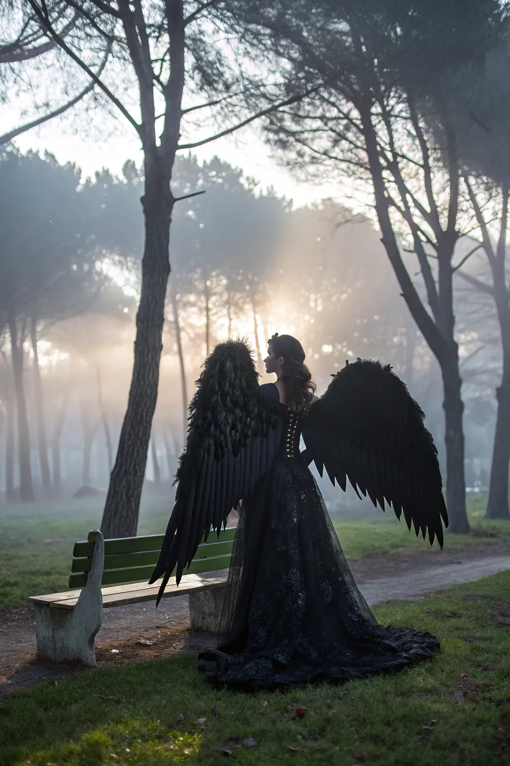 Embrace the mystique of the night with this enchanting dark angel look.
