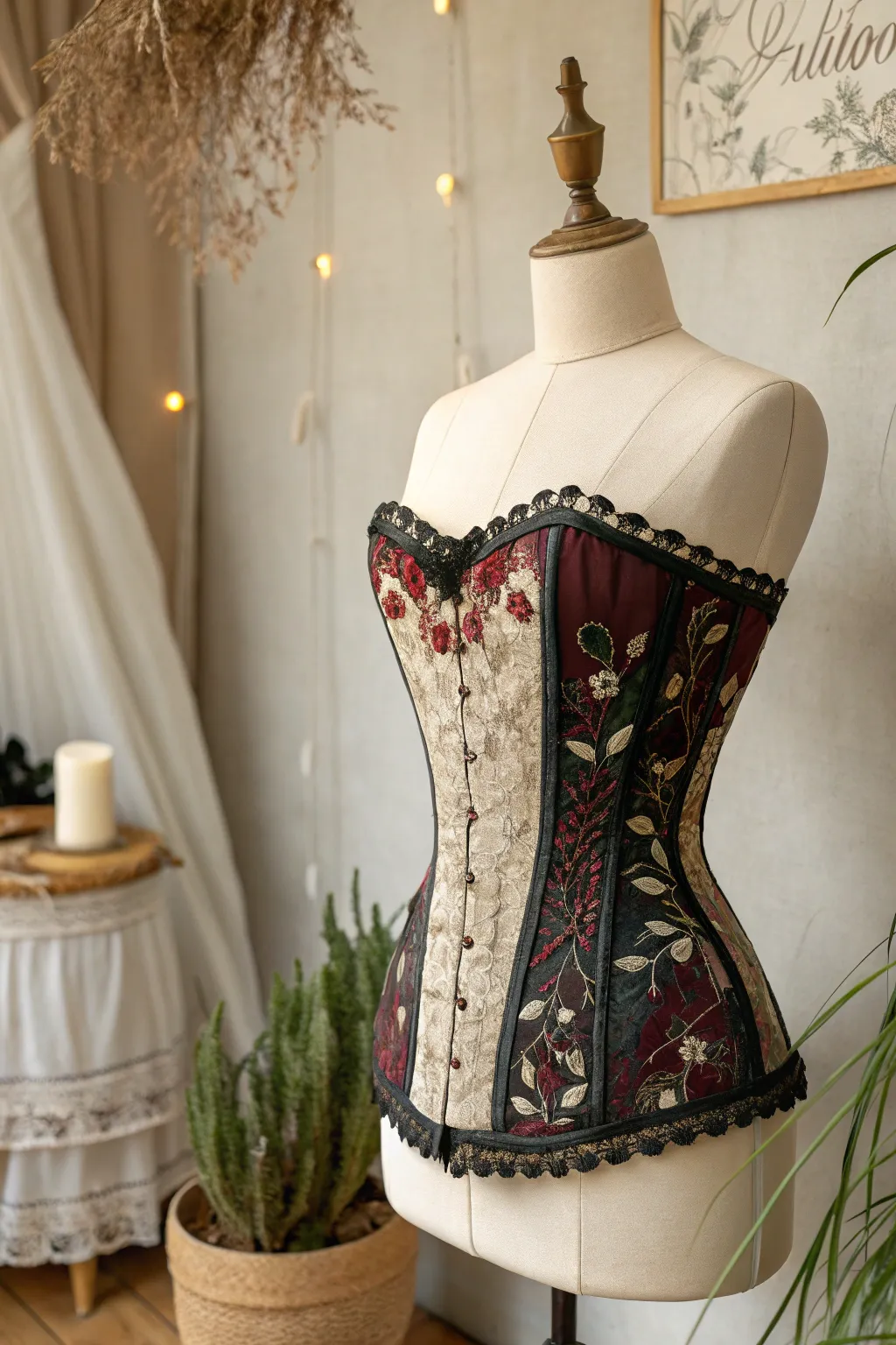 Transform thrifted finds into dark fairy magic with this intricately embellished corset. 🌿✨ #HandcraftedElegance #DarkFairyDIY
