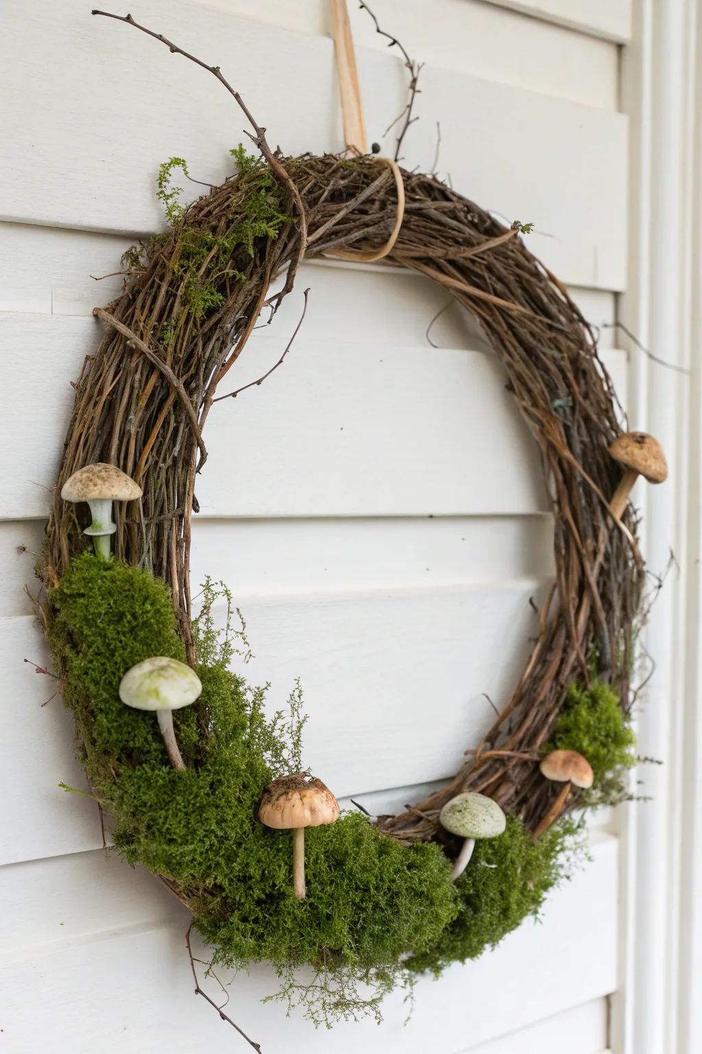 Bring a touch of enchanted woodland magic to your home with this whimsical grapevine wreath.