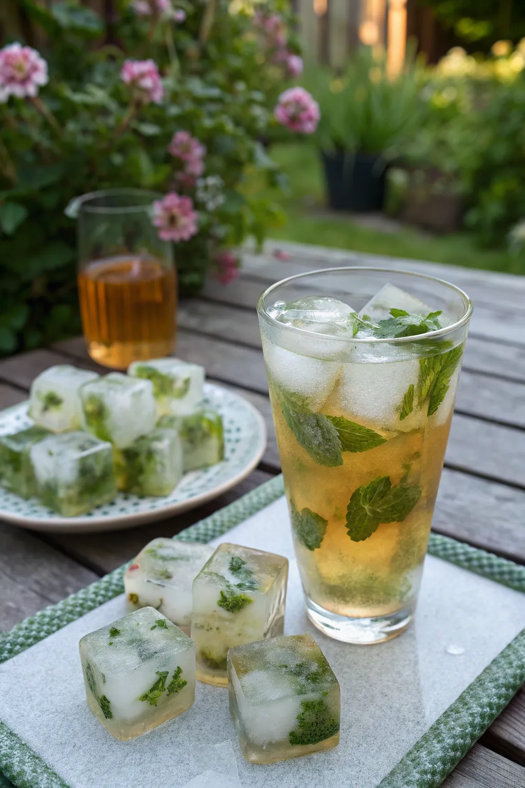 Tea-infused ice cubes perfect for refreshing iced teas.