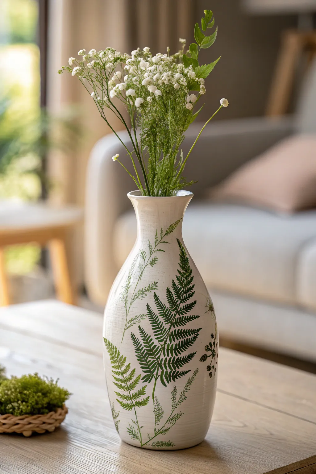 Embrace nature indoors with this stunning decoupage vase, a perfect blend of Scandinavian minimalism and boho charm.