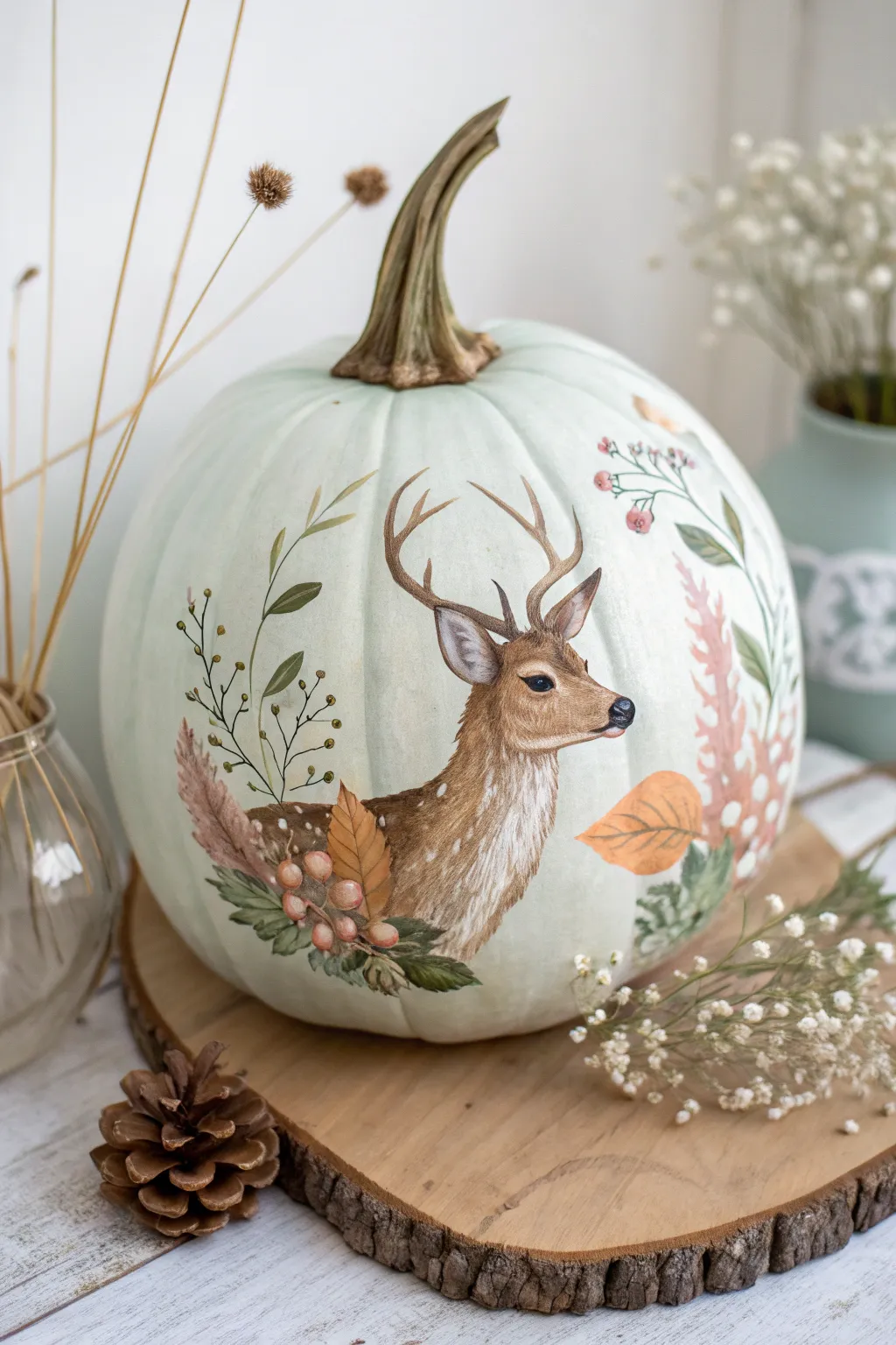 Embrace the nostalgia with this vintage deer pumpkin design, a perfect blend of retro charm and minimalist beauty.