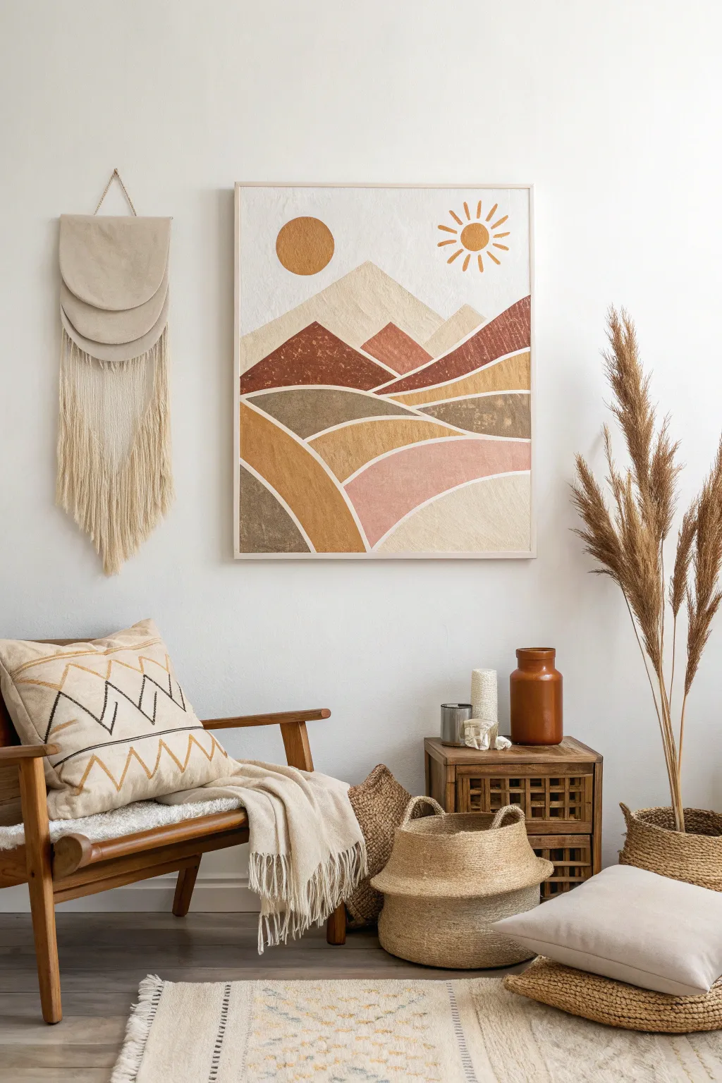Embrace the serene beauty of the desert with this abstract geometric masterpiece.